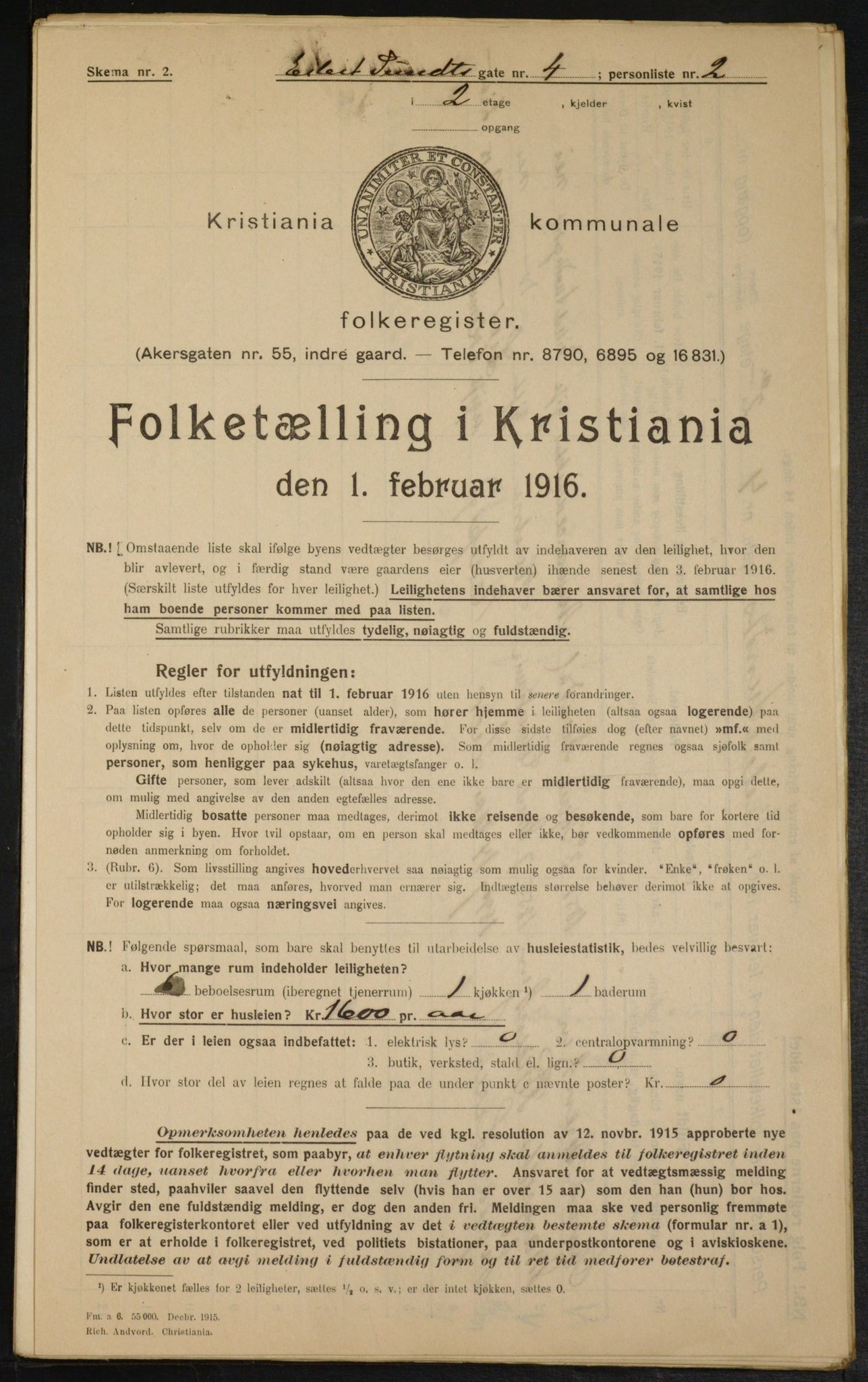 OBA, Municipal Census 1916 for Kristiania, 1916, p. 19196