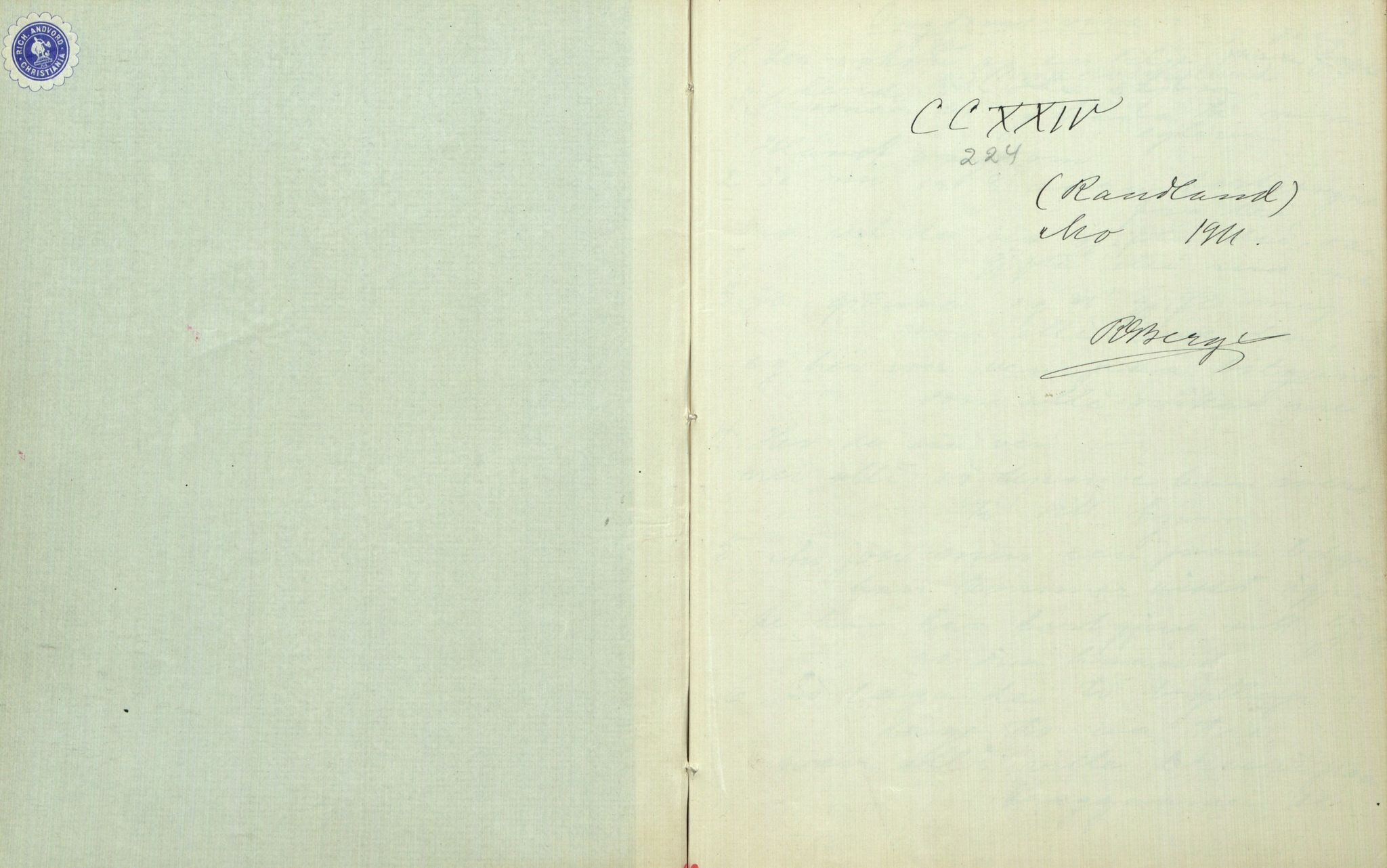 Rikard Berge, TEMU/TGM-A-1003/F/L0006/0024: 201-250 / 224 (Rauland) Mo, 1911, p. 1