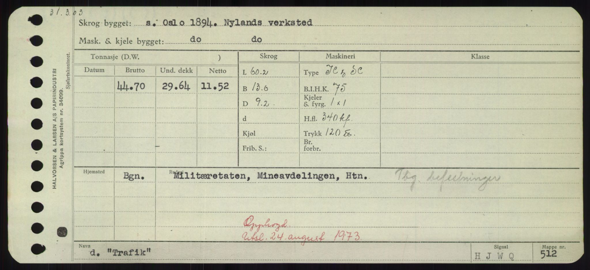 Sjøfartsdirektoratet med forløpere, Skipsmålingen, RA/S-1627/H/Hd/L0039: Fartøy, Ti-Tø, p. 469