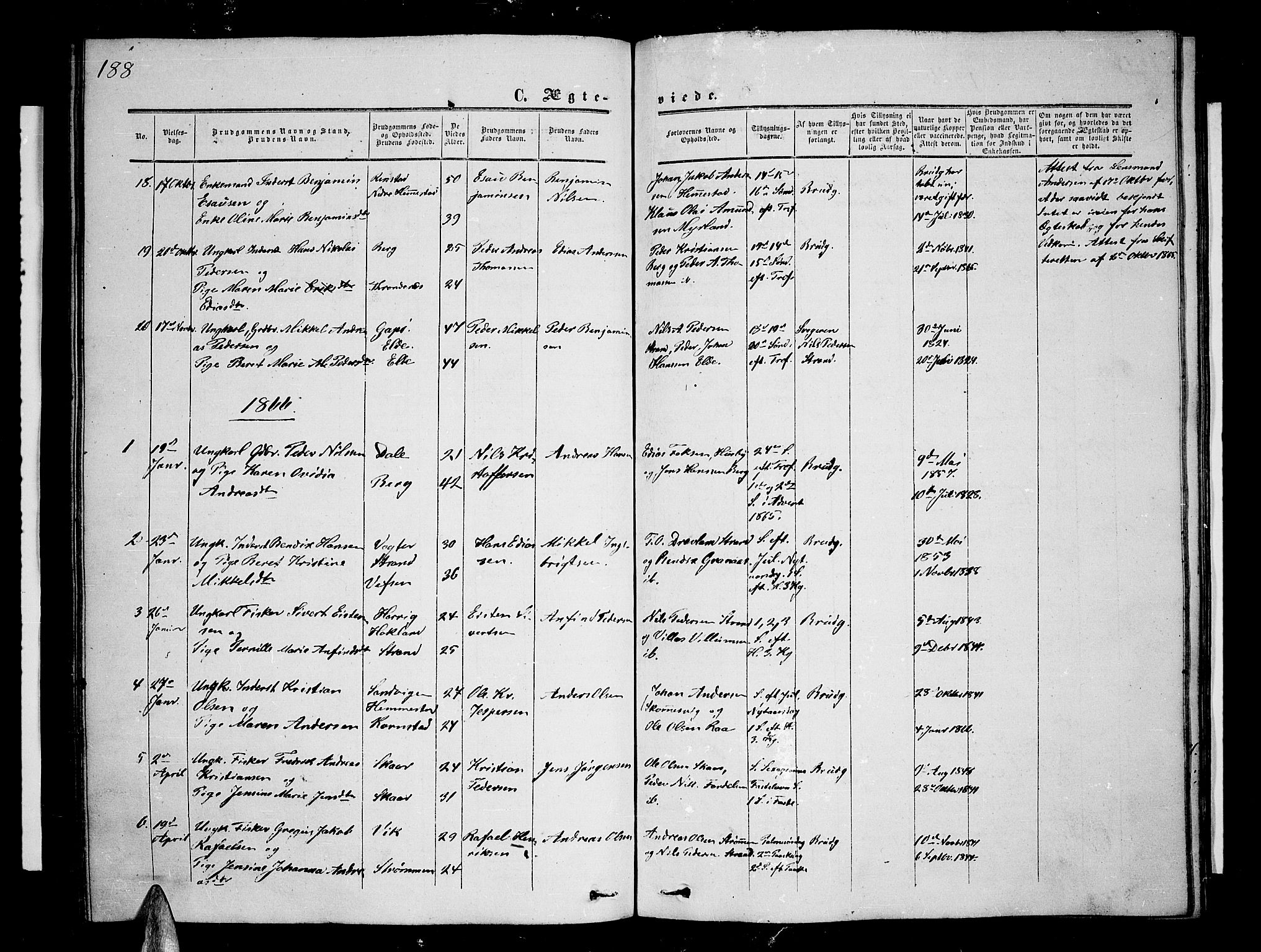 Kvæfjord sokneprestkontor, AV/SATØ-S-1323/G/Ga/Gab/L0003klokker: Parish register (copy) no. 3, 1856-1870, p. 188