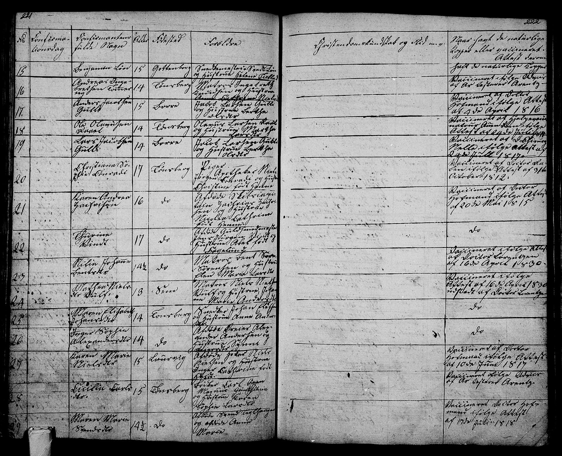 Tønsberg kirkebøker, AV/SAKO-A-330/G/Ga/L0002: Parish register (copy) no. 2, 1827-1854, p. 221-222