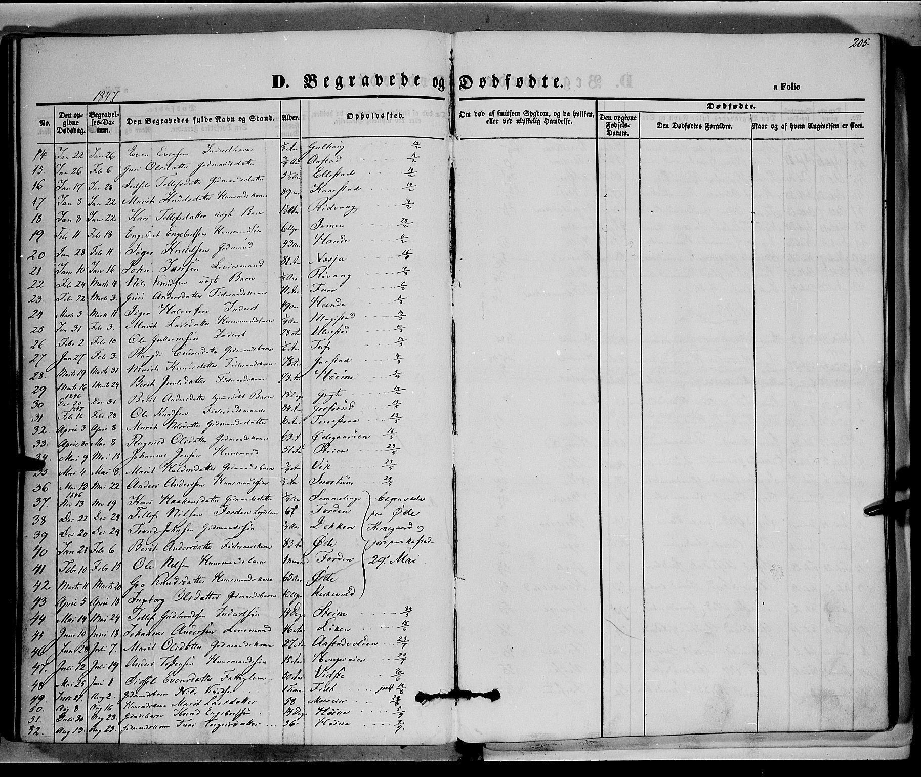 Vestre Slidre prestekontor, SAH/PREST-136/H/Ha/Haa/L0001: Parish register (official) no. 1, 1844-1855, p. 205