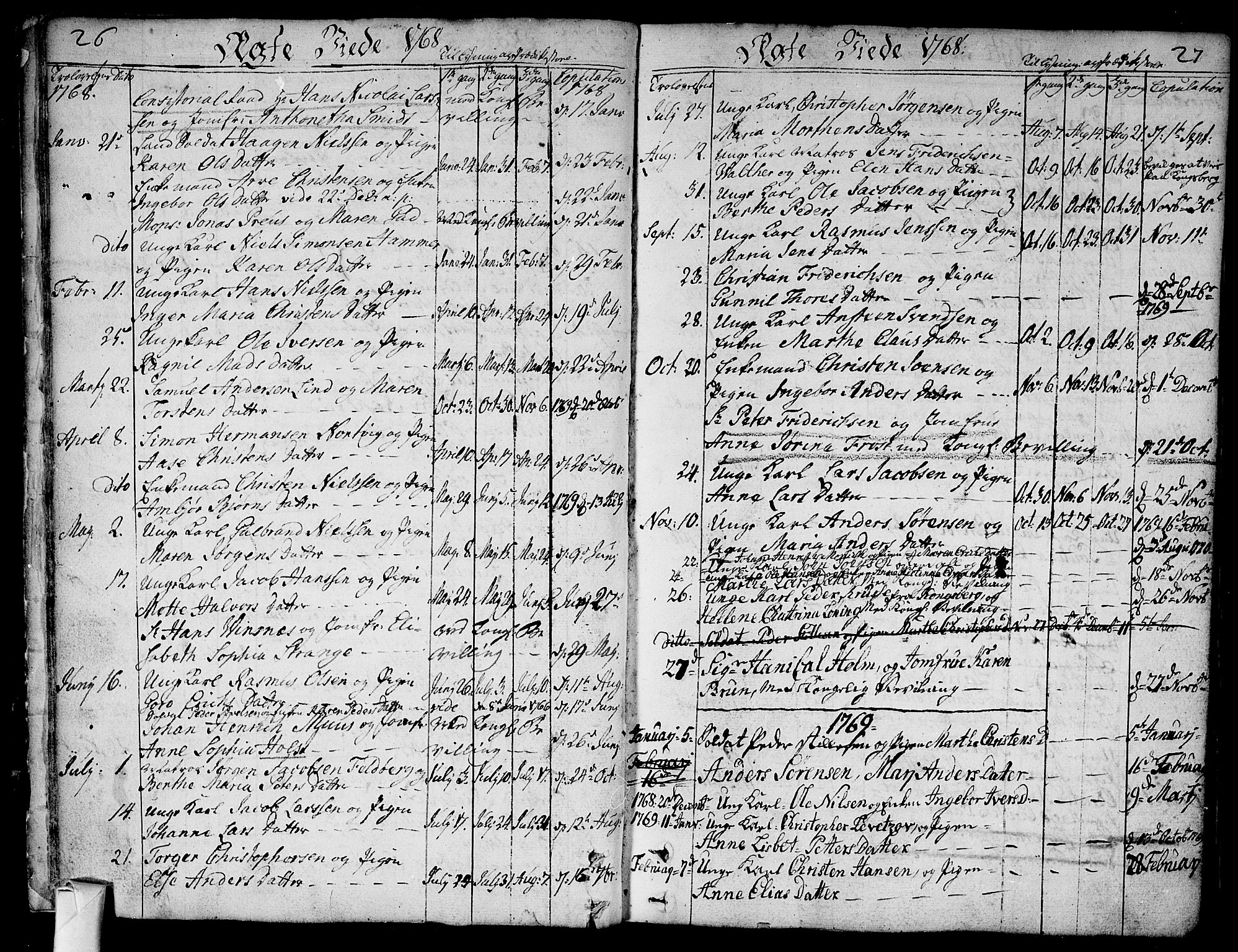 Bragernes kirkebøker, AV/SAKO-A-6/F/Fa/L0005: Parish register (official) no. I 5, 1759-1781, p. 26-27