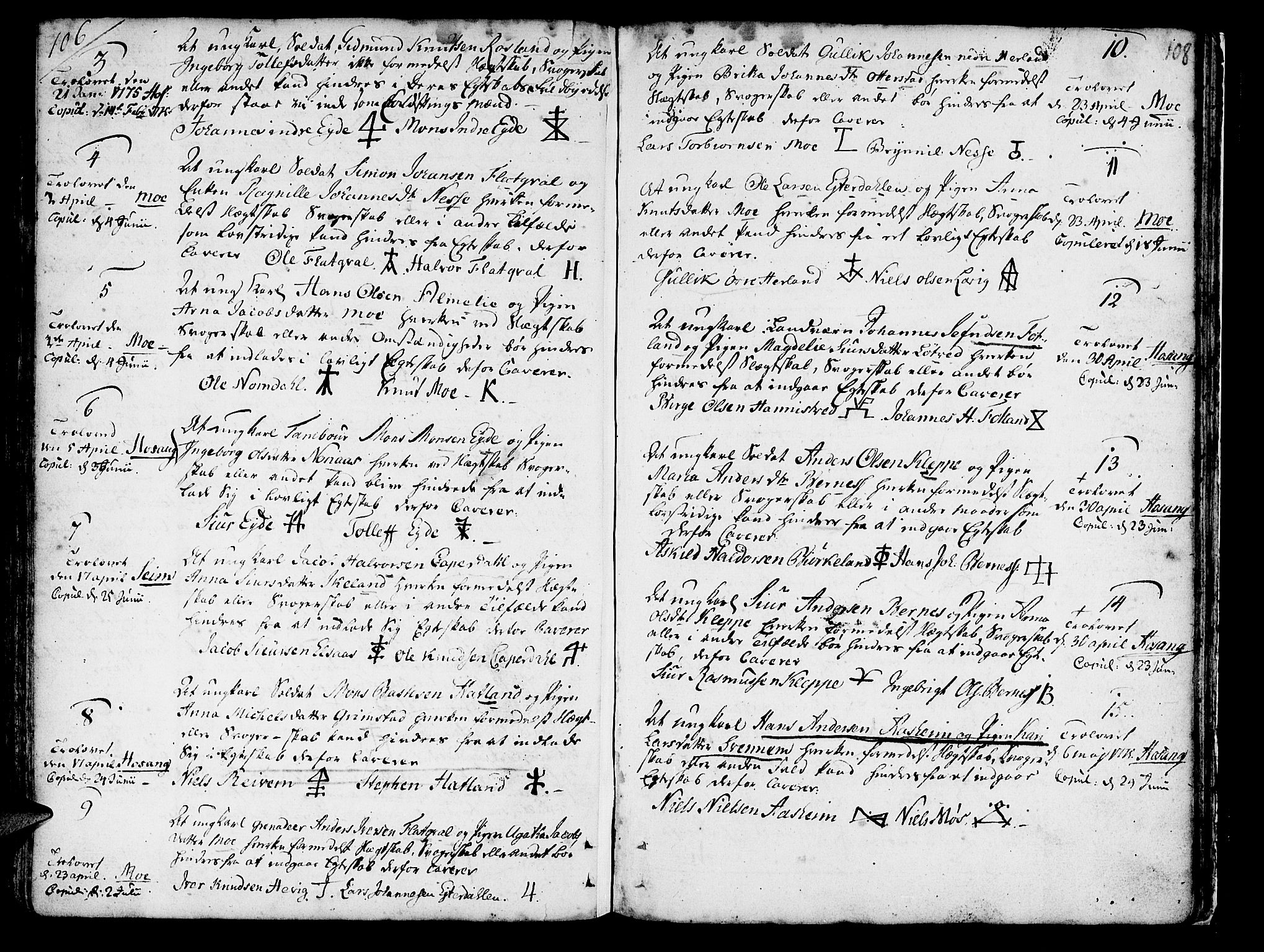 Hosanger sokneprestembete, AV/SAB-A-75801/H/Haa: Parish register (official) no. A 2 /1, 1766-1793, p. 108