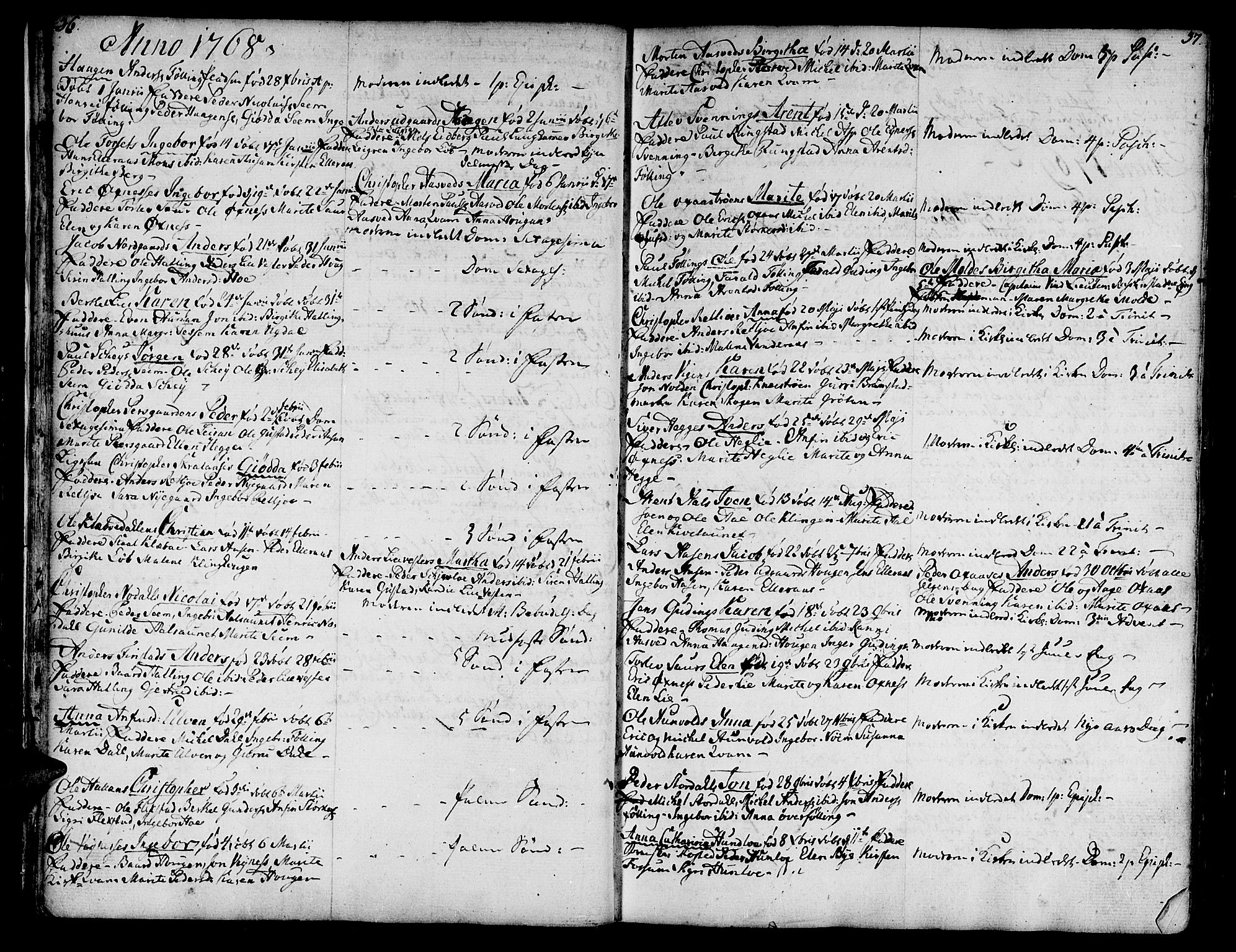 Ministerialprotokoller, klokkerbøker og fødselsregistre - Nord-Trøndelag, SAT/A-1458/746/L0440: Parish register (official) no. 746A02, 1760-1815, p. 36-37