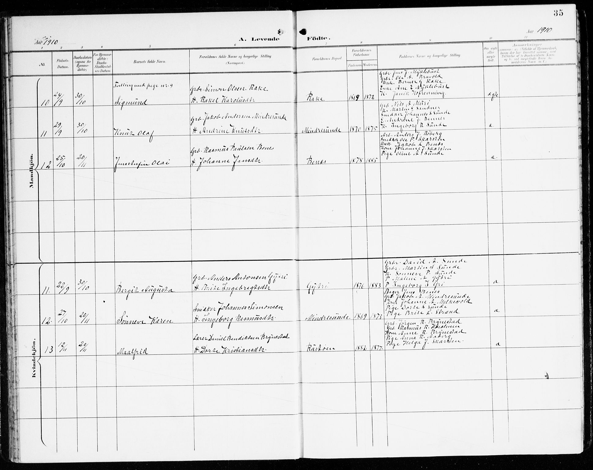 Innvik sokneprestembete, AV/SAB-A-80501: Parish register (official) no. C 2, 1900-1920, p. 35