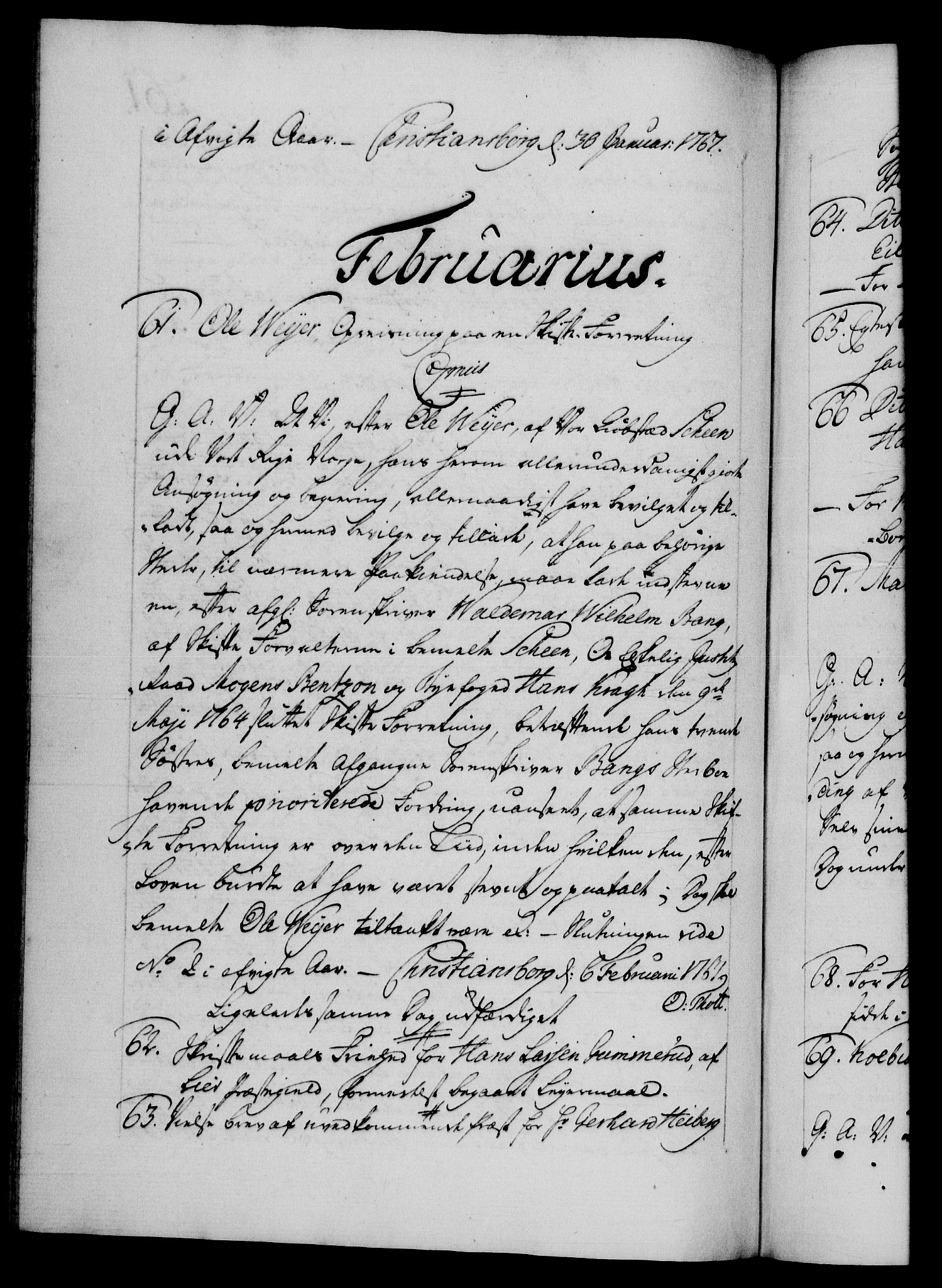 Danske Kanselli 1572-1799, AV/RA-EA-3023/F/Fc/Fca/Fcaa/L0043: Norske registre, 1766-1768, p. 261b