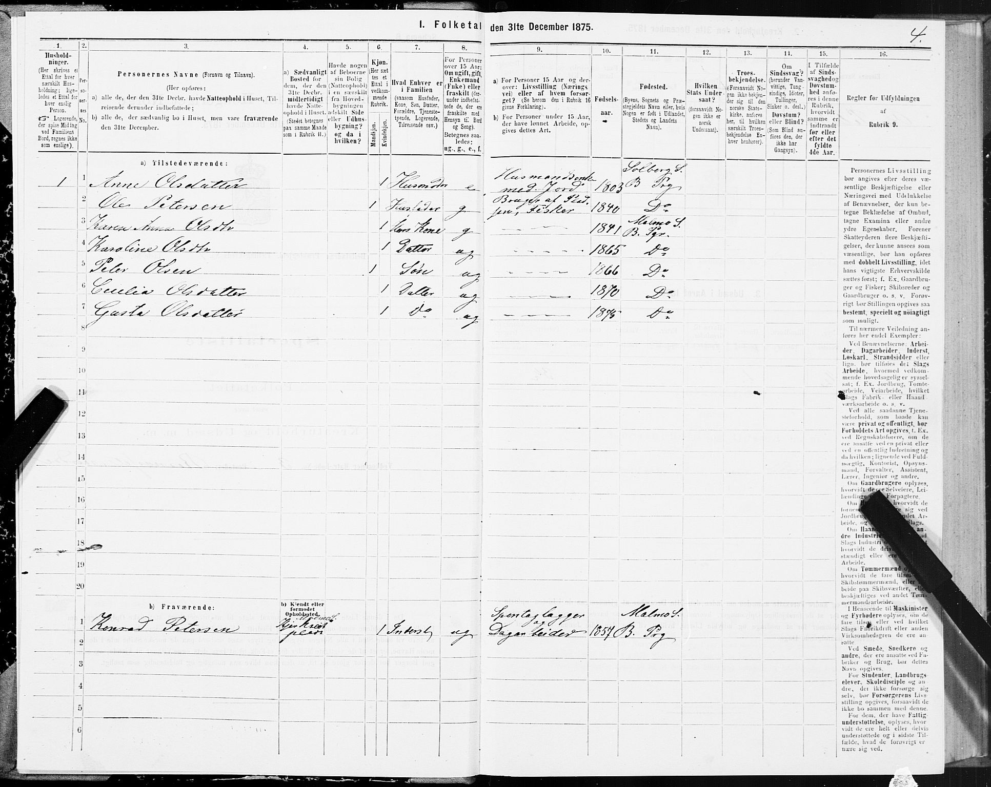 SAT, 1875 census for 1727P Beitstad, 1875, p. 1004