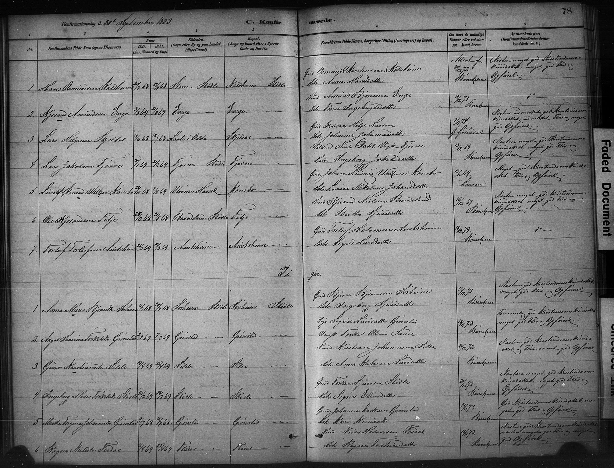 Etne sokneprestembete, SAB/A-75001/H/Hab: Parish register (copy) no. A 5, 1879-1896, p. 78