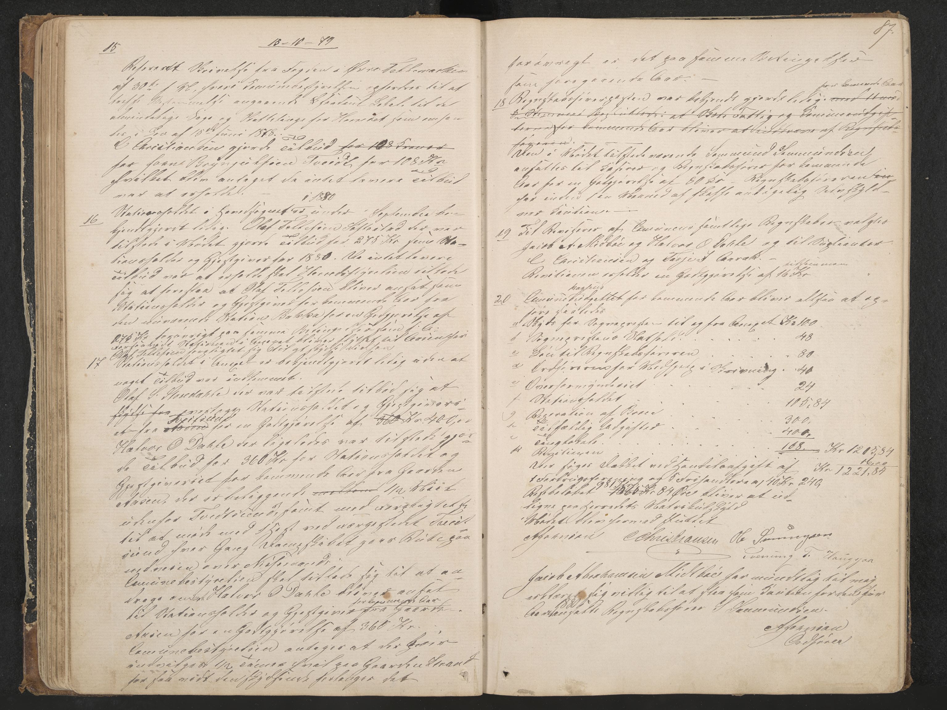 Nissedal formannskap og sentraladministrasjon, IKAK/0830021-1/A/L0002: Møtebok, 1870-1892, p. 87