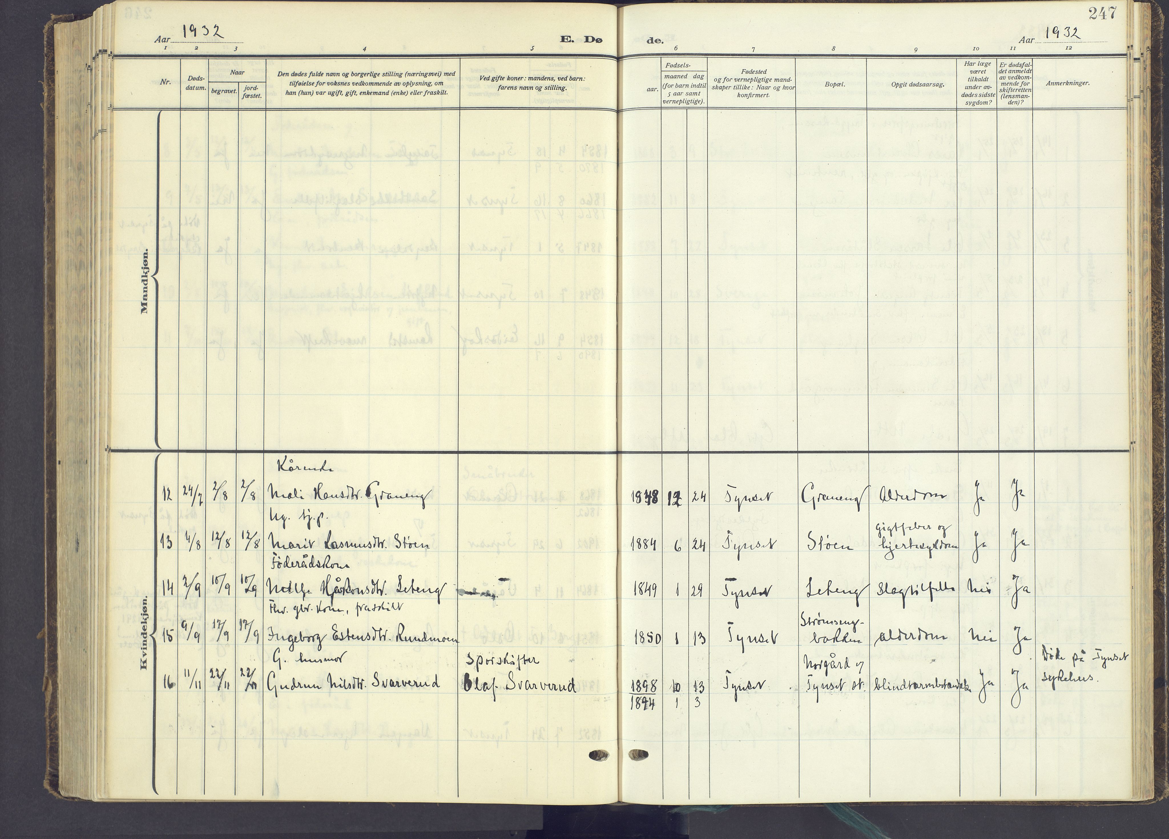 Tynset prestekontor, AV/SAH-PREST-058/H/Ha/Haa/L0027: Parish register (official) no. 27, 1930-1944, p. 247