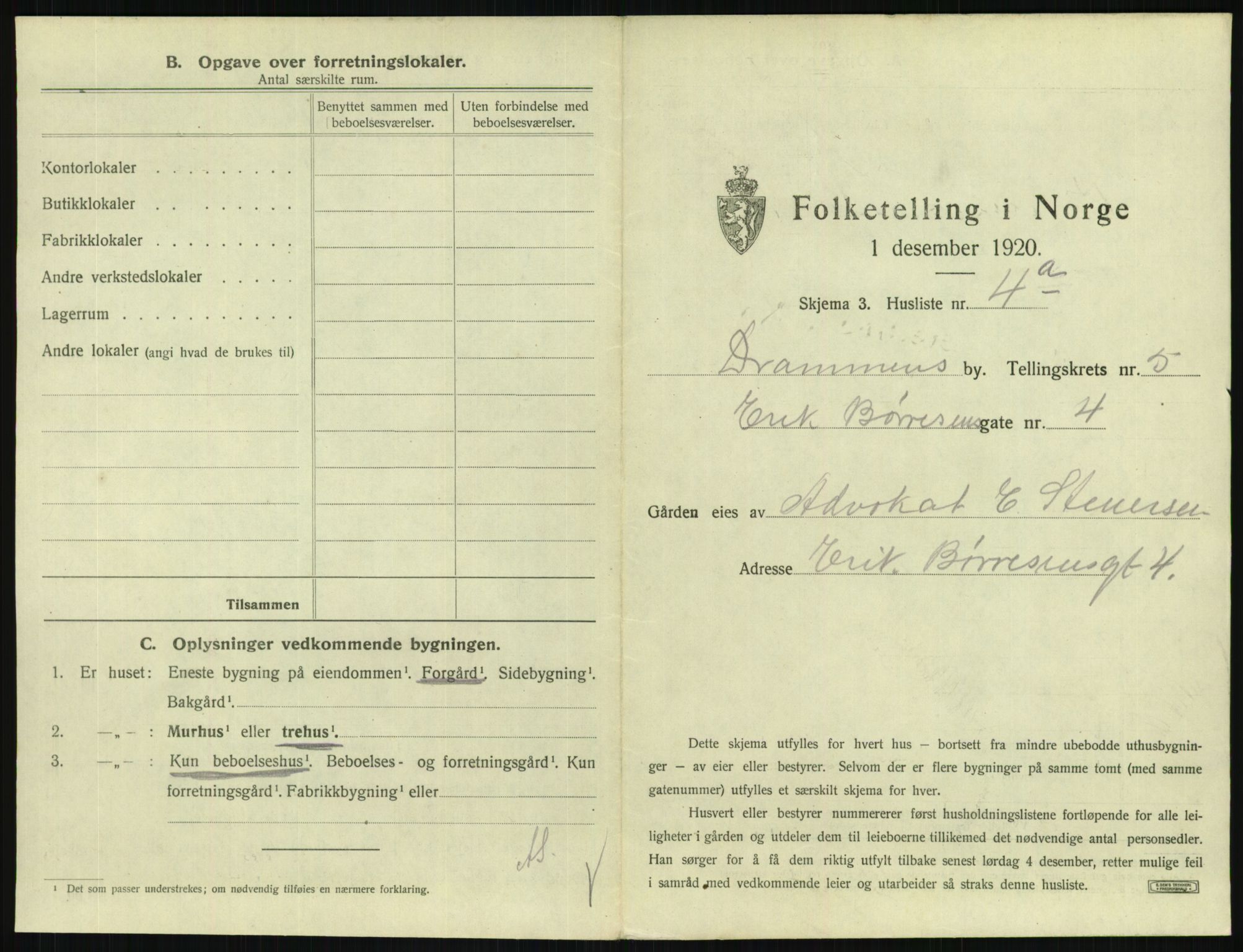 SAKO, 1920 census for Drammen, 1920, p. 2094