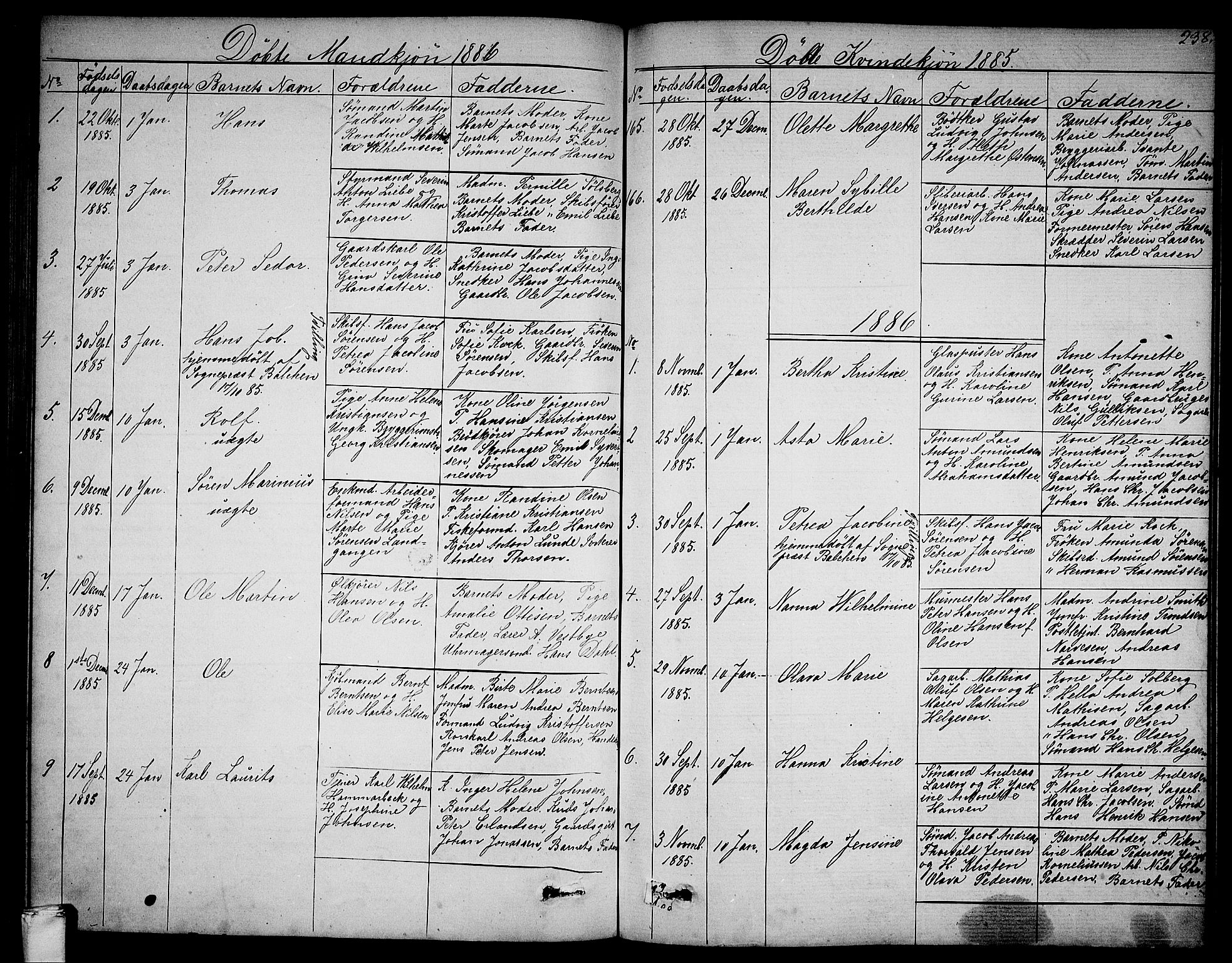 Larvik kirkebøker, AV/SAKO-A-352/G/Ga/L0004: Parish register (copy) no. I 4, 1871-1888, p. 238