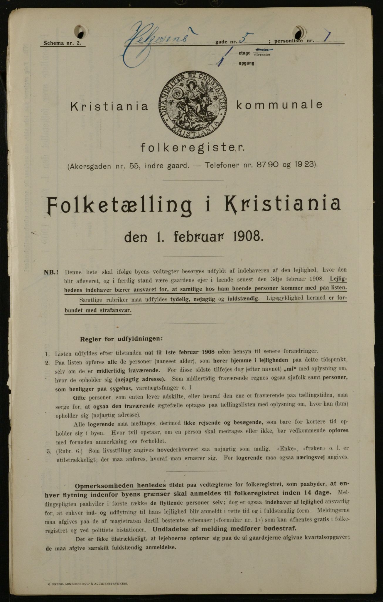 OBA, Municipal Census 1908 for Kristiania, 1908, p. 33728