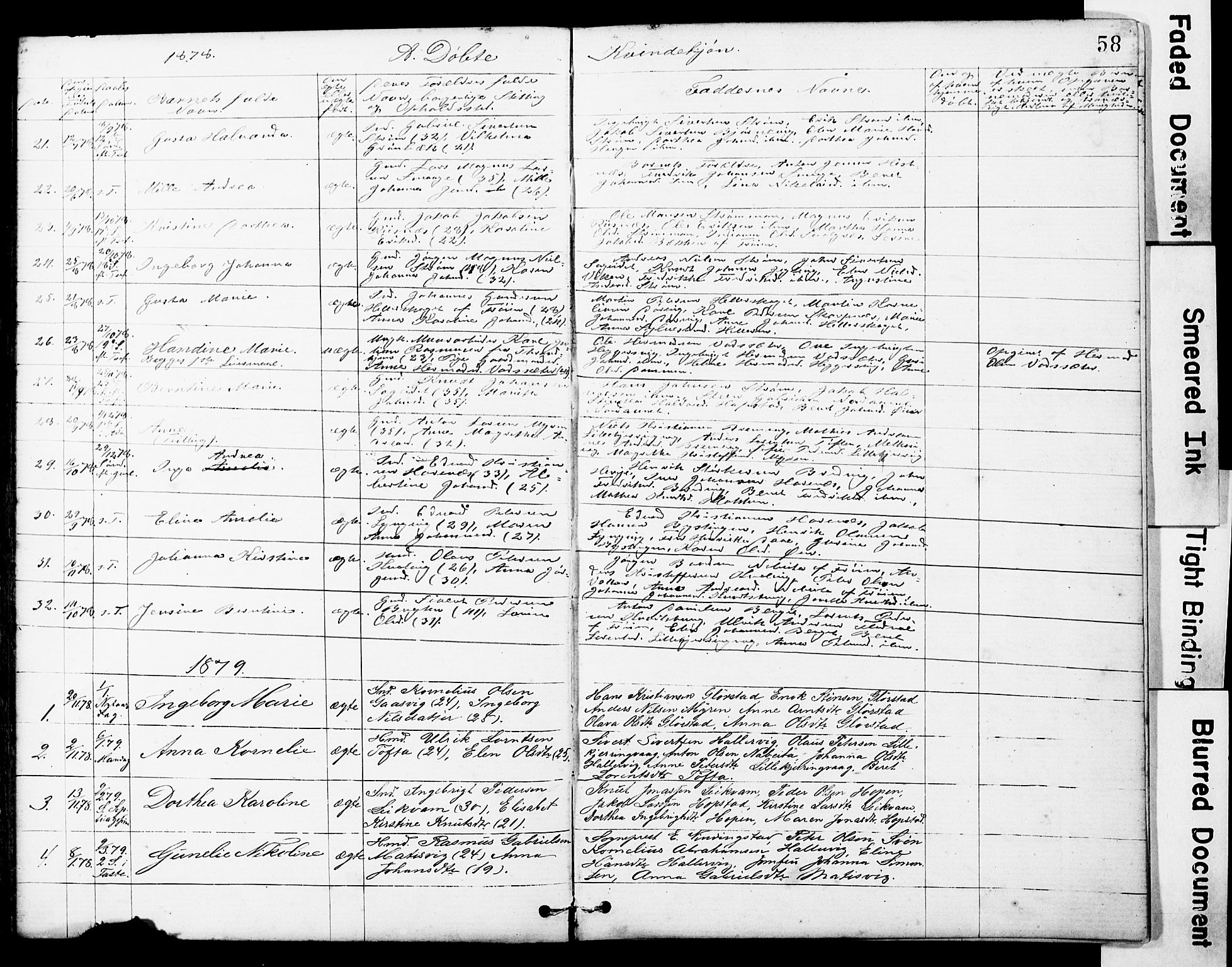 Ministerialprotokoller, klokkerbøker og fødselsregistre - Sør-Trøndelag, SAT/A-1456/634/L0541: Parish register (copy) no. 634C03, 1874-1891, p. 58