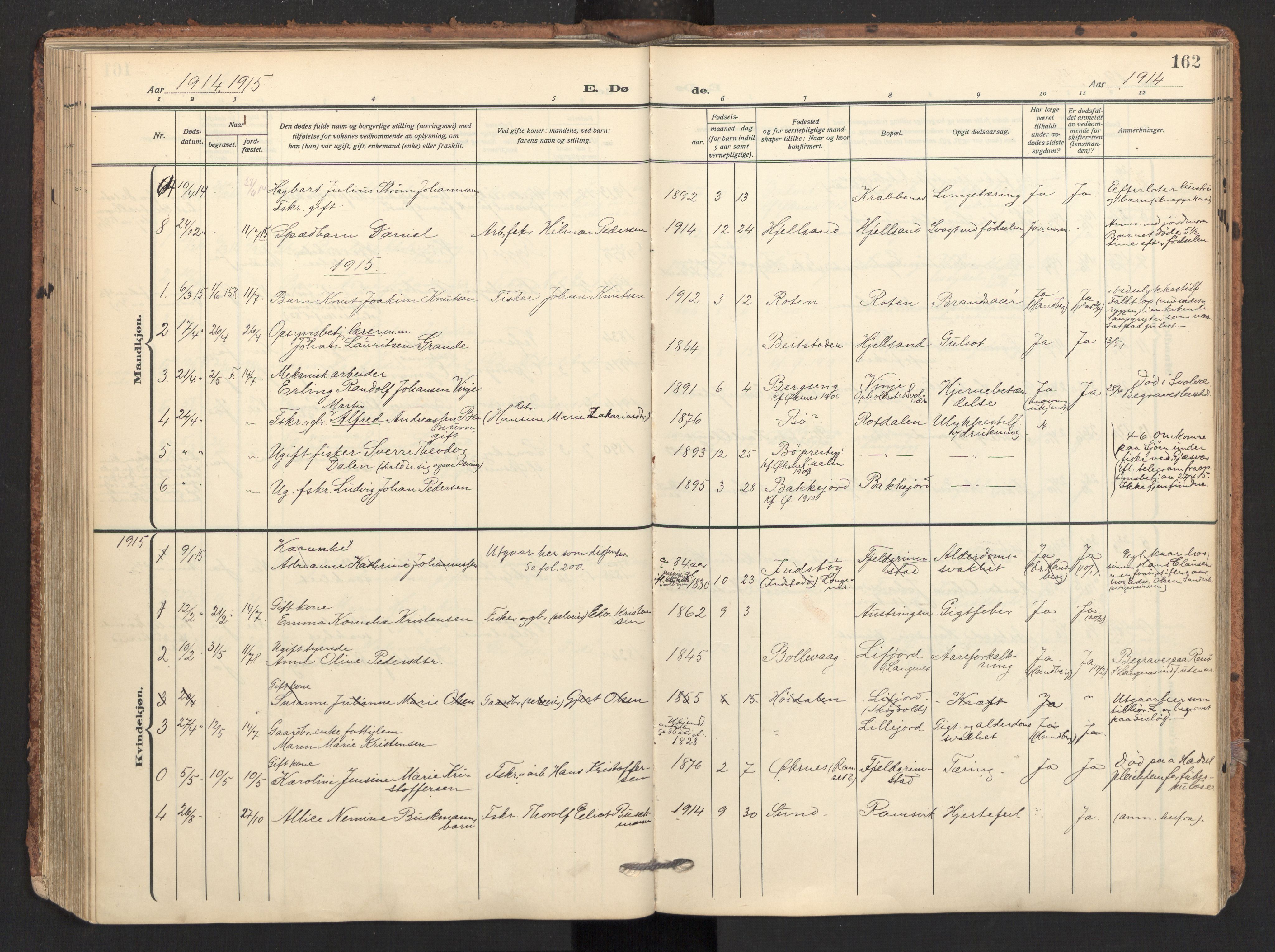 Ministerialprotokoller, klokkerbøker og fødselsregistre - Nordland, SAT/A-1459/893/L1343: Parish register (official) no. 893A15, 1914-1928, p. 162