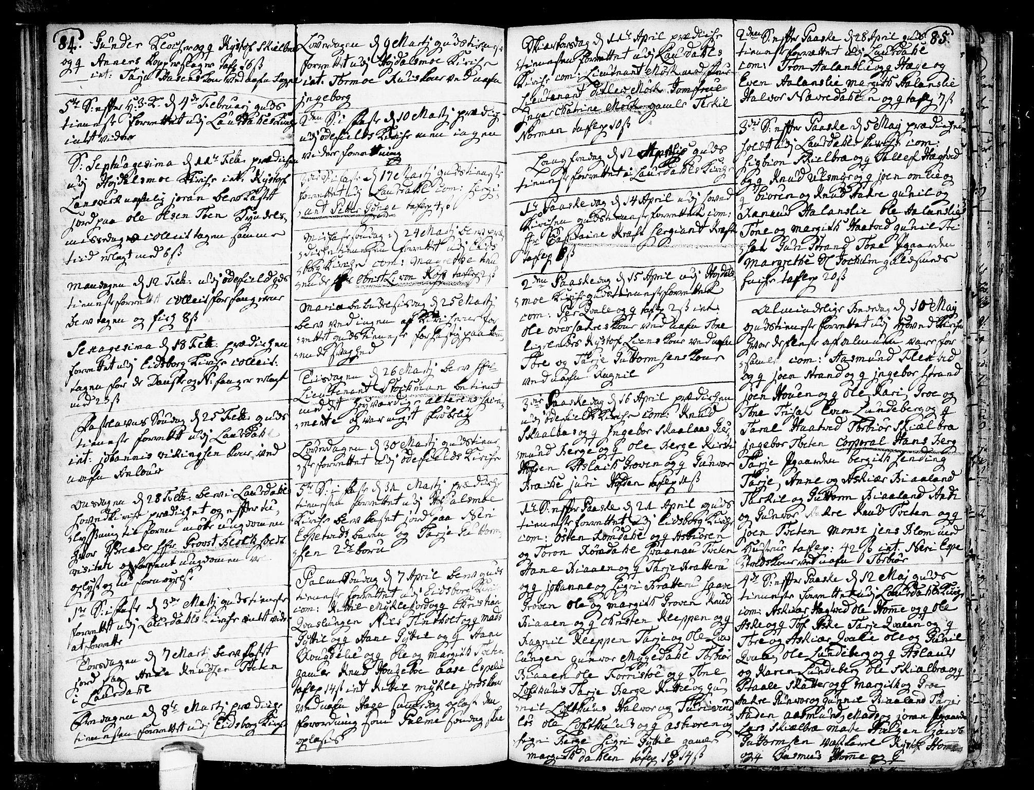 Lårdal kirkebøker, SAKO/A-284/F/Fa/L0002: Parish register (official) no. I 2, 1734-1754, p. 84-85