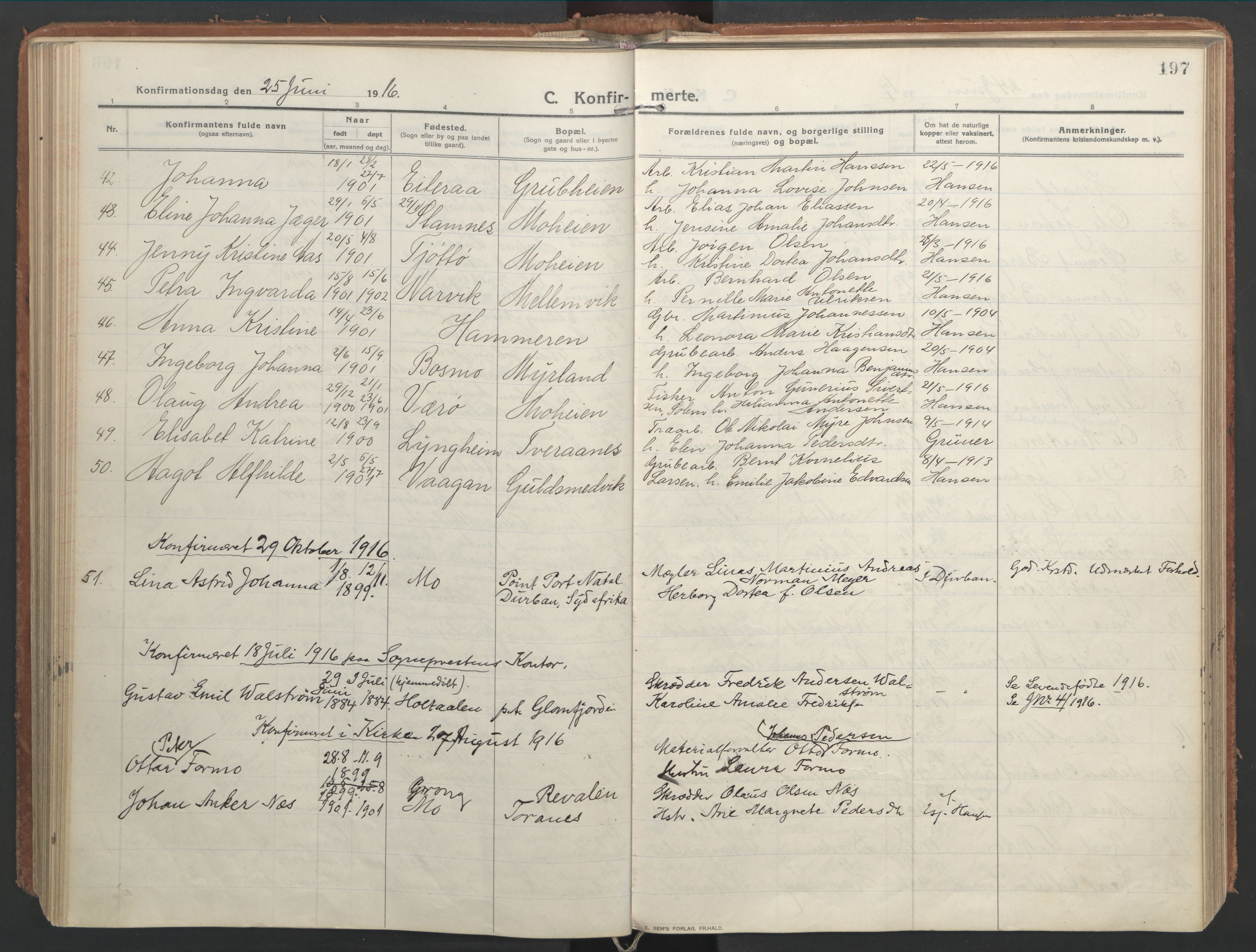 Ministerialprotokoller, klokkerbøker og fødselsregistre - Nordland, SAT/A-1459/827/L0404: Parish register (official) no. 827A16, 1912-1925, p. 197