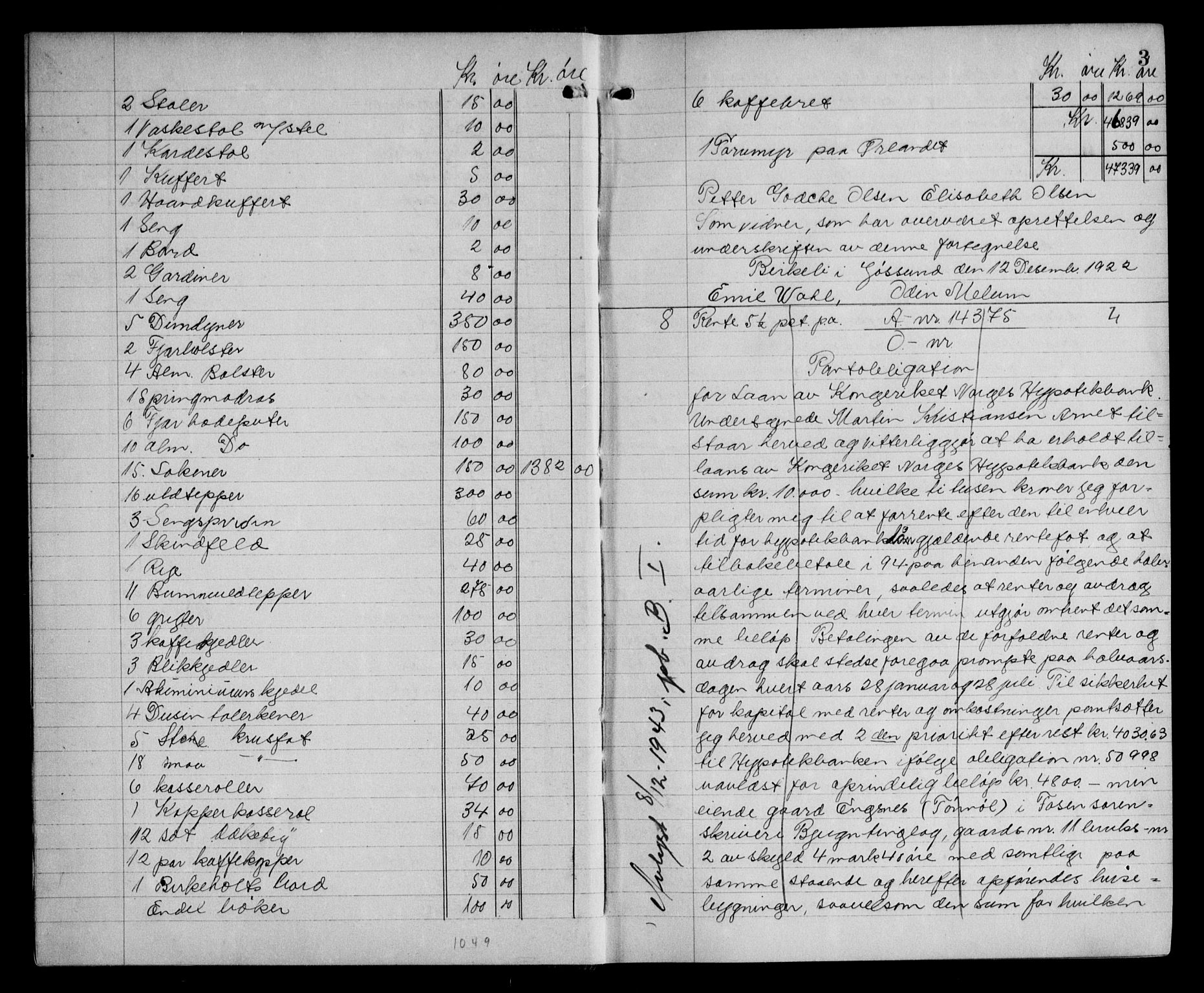 Fosen sorenskriveri, AV/SAT-A-1107/1/2/2C/L0059: Mortgage book no. 50, 1923-1923, p. 3