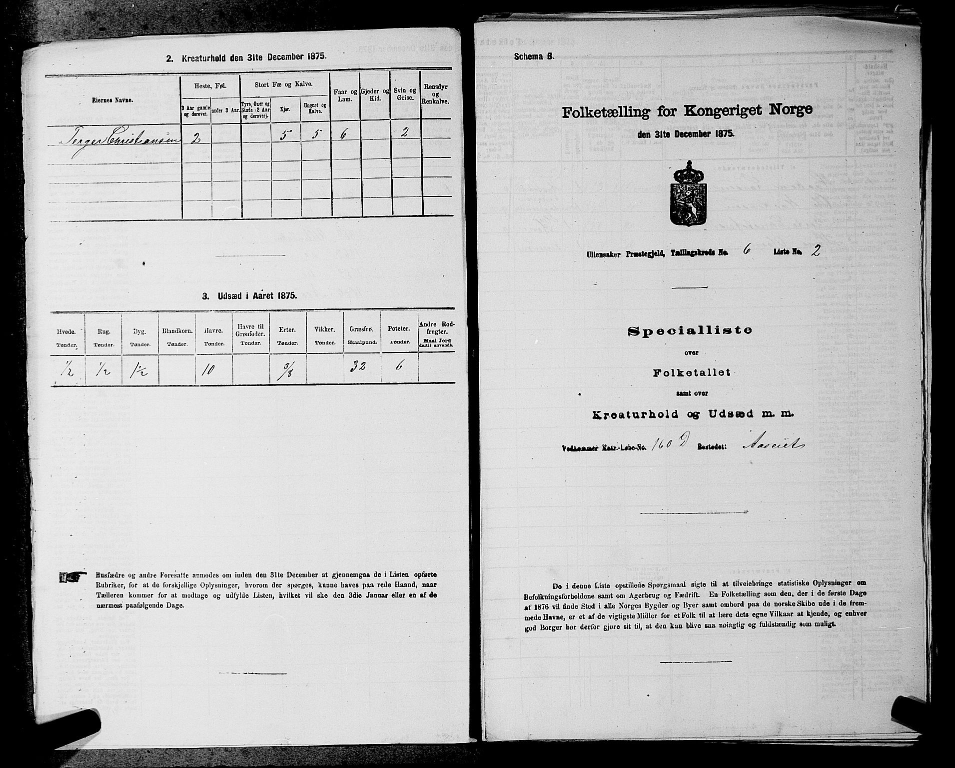 RA, 1875 census for 0235P Ullensaker, 1875, p. 764