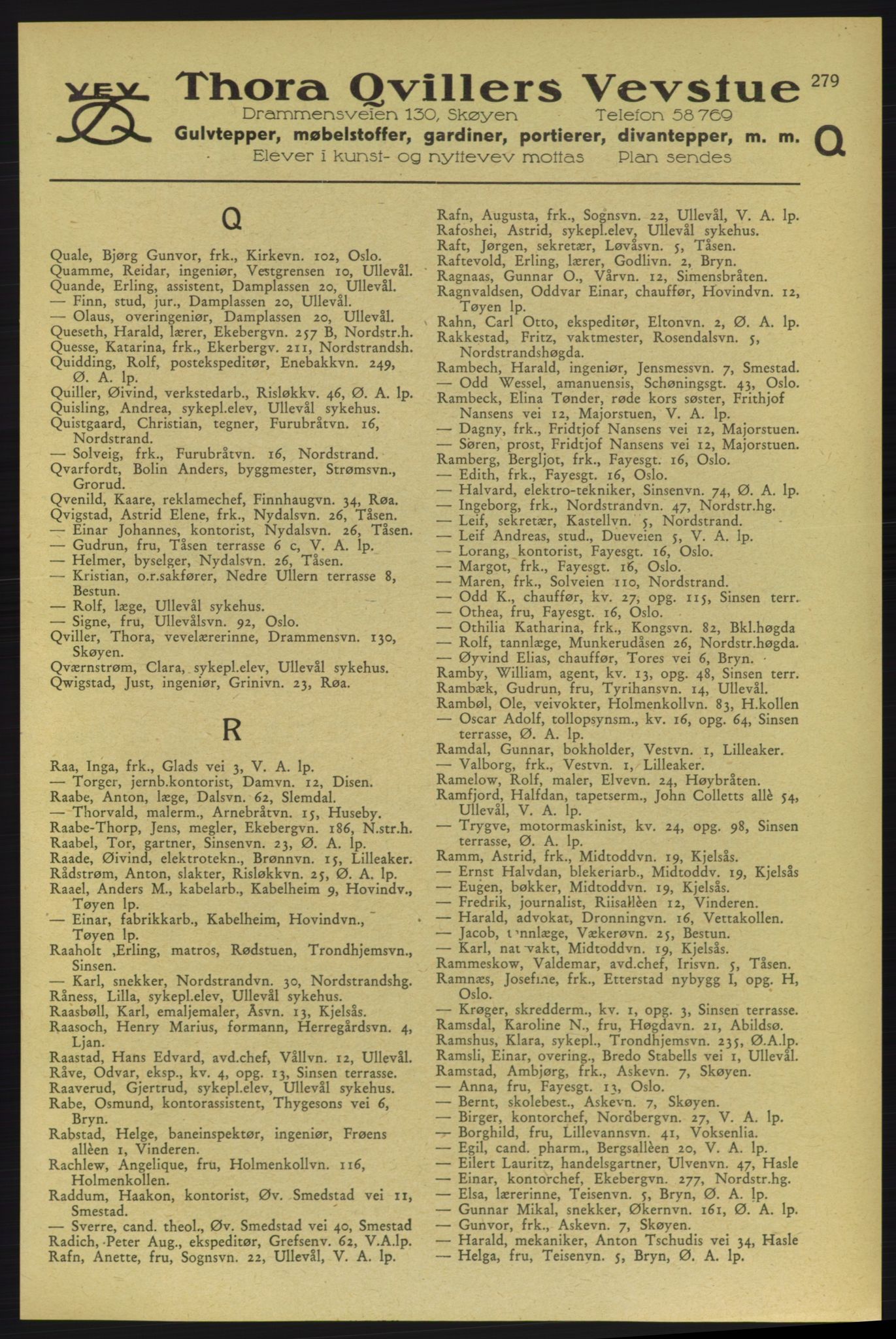 Aker adressebok/adressekalender, PUBL/001/A/006: Aker adressebok, 1937-1938, p. 279