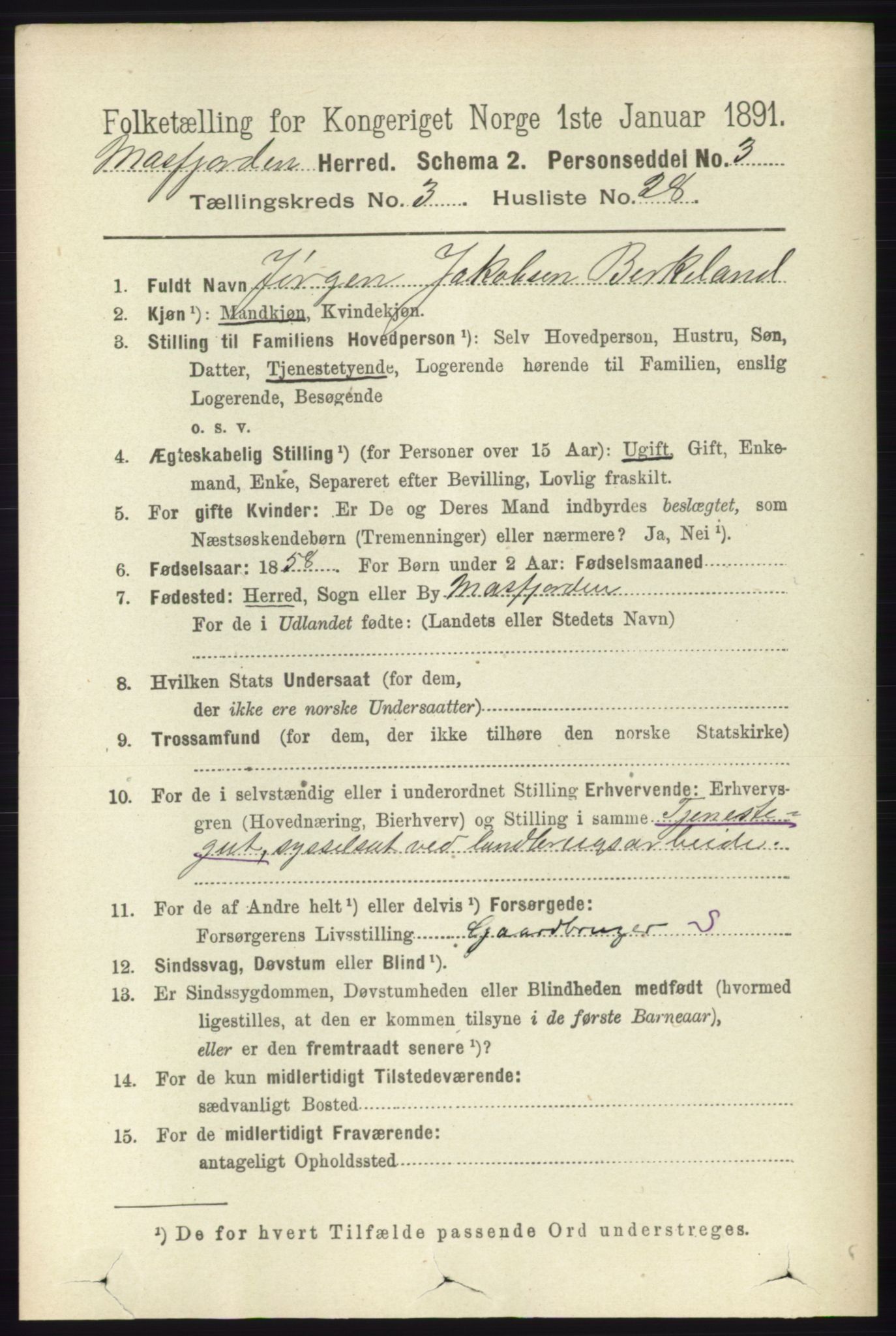 RA, 1891 census for 1266 Masfjorden, 1891, p. 712