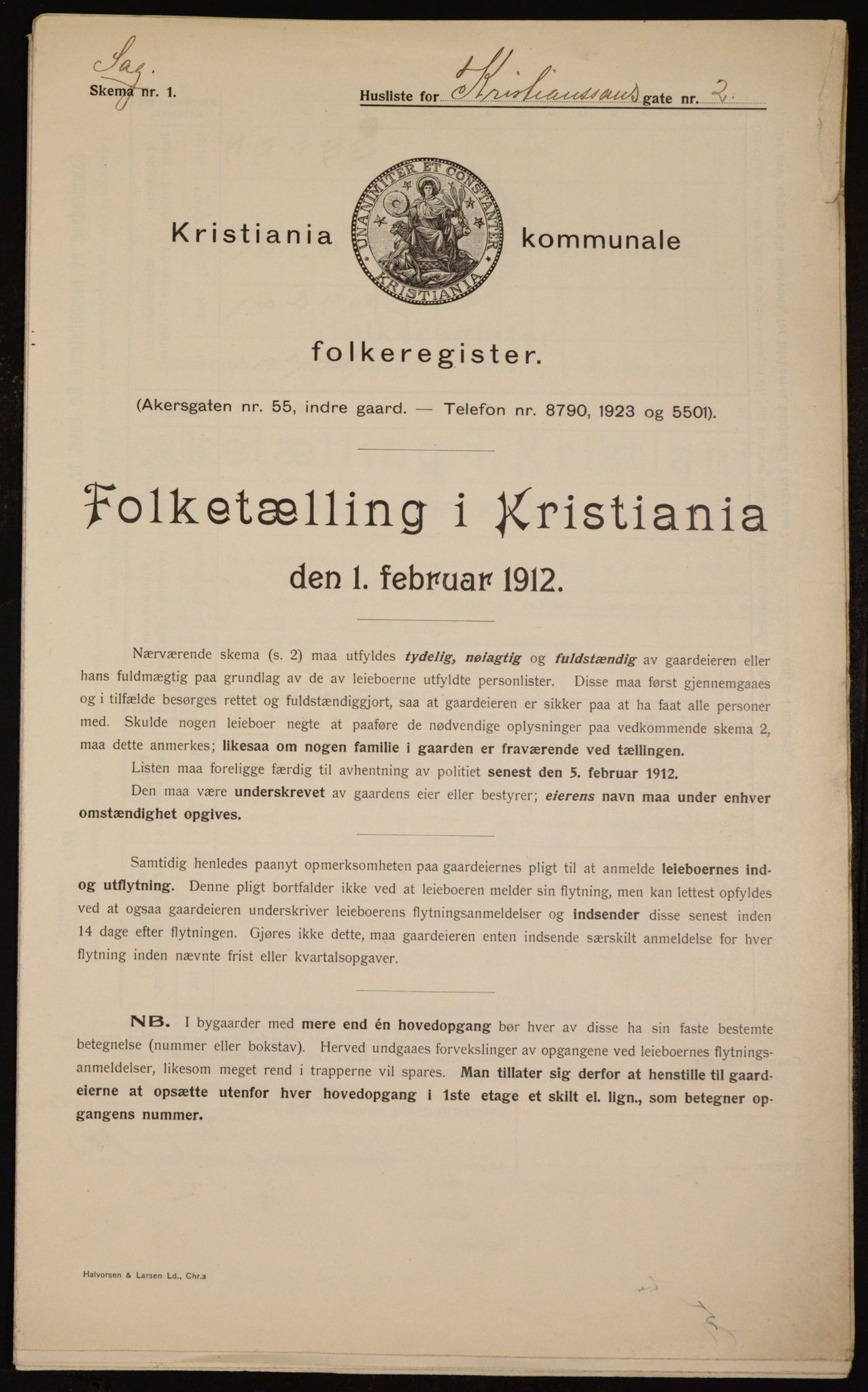 OBA, Municipal Census 1912 for Kristiania, 1912, p. 54476