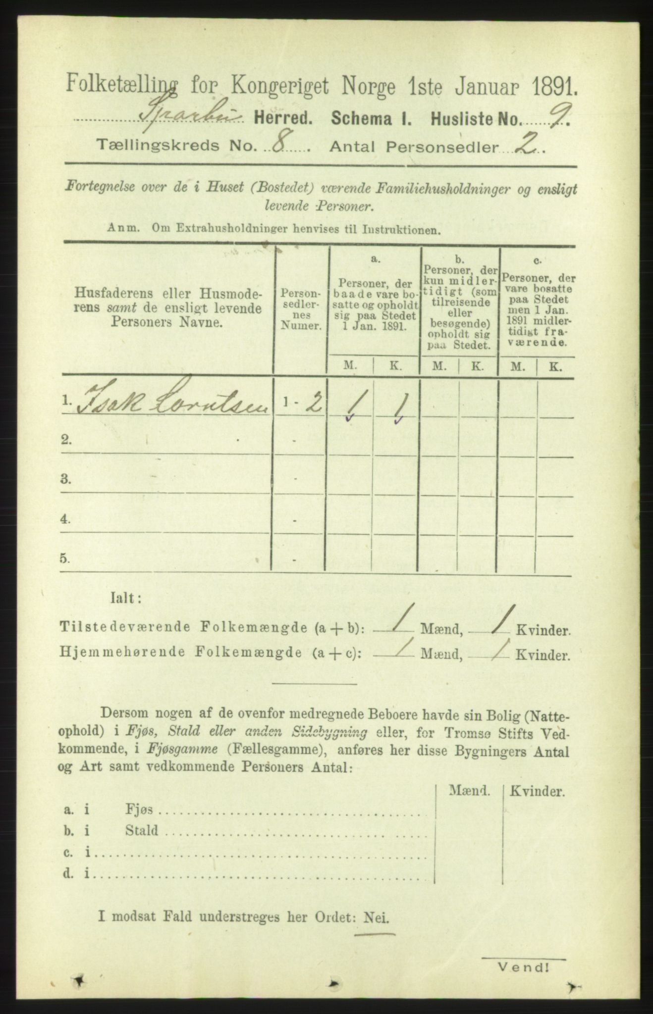 RA, 1891 census for 1731 Sparbu, 1891, p. 2769