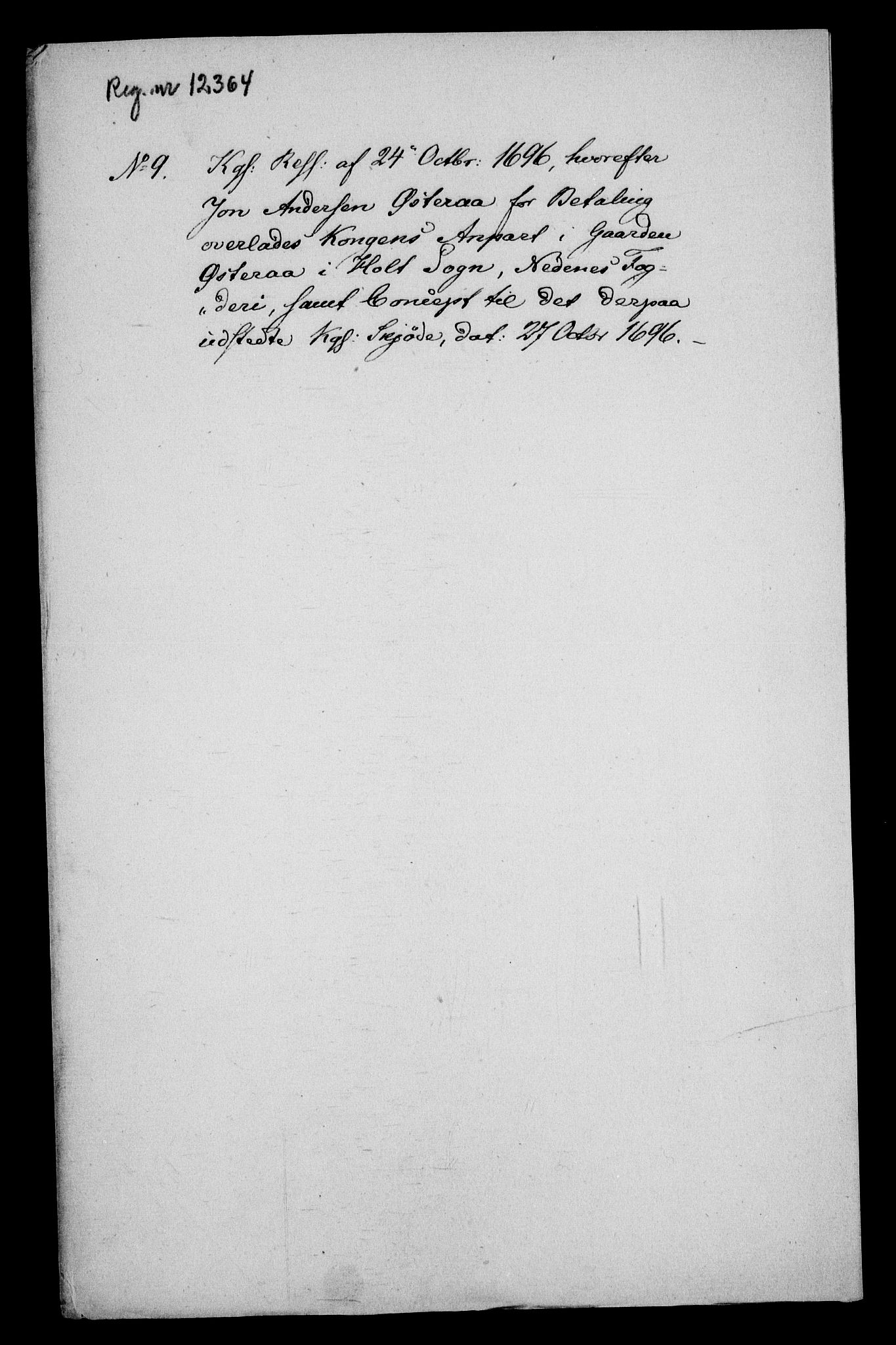Rentekammeret inntil 1814, Realistisk ordnet avdeling, RA/EA-4070/On/L0013: [Jj 14]: Forskjellige dokumenter om krongodset i Norge, 1672-1722, p. 299