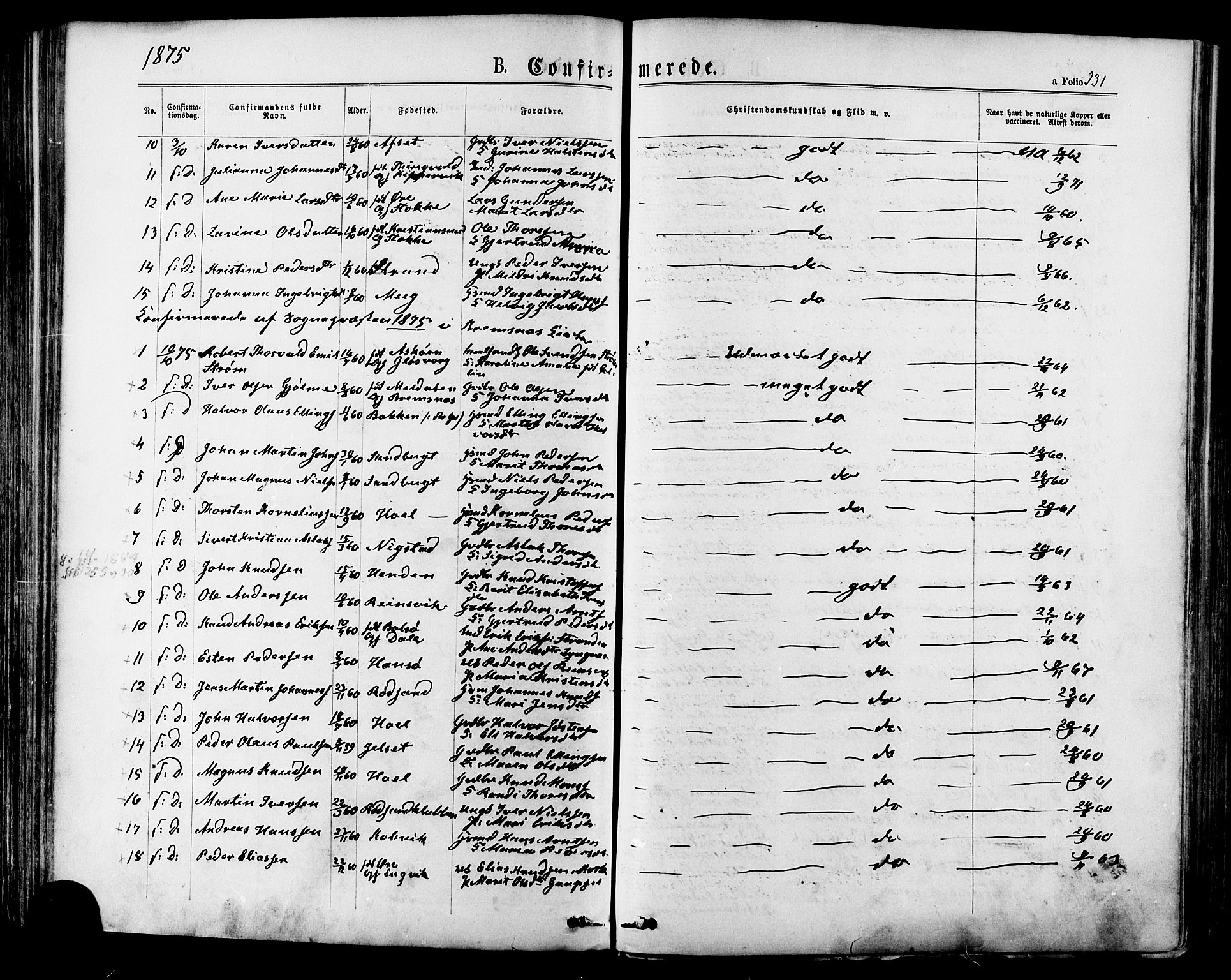 Ministerialprotokoller, klokkerbøker og fødselsregistre - Møre og Romsdal, SAT/A-1454/568/L0805: Parish register (official) no. 568A12 /1, 1869-1884, p. 231