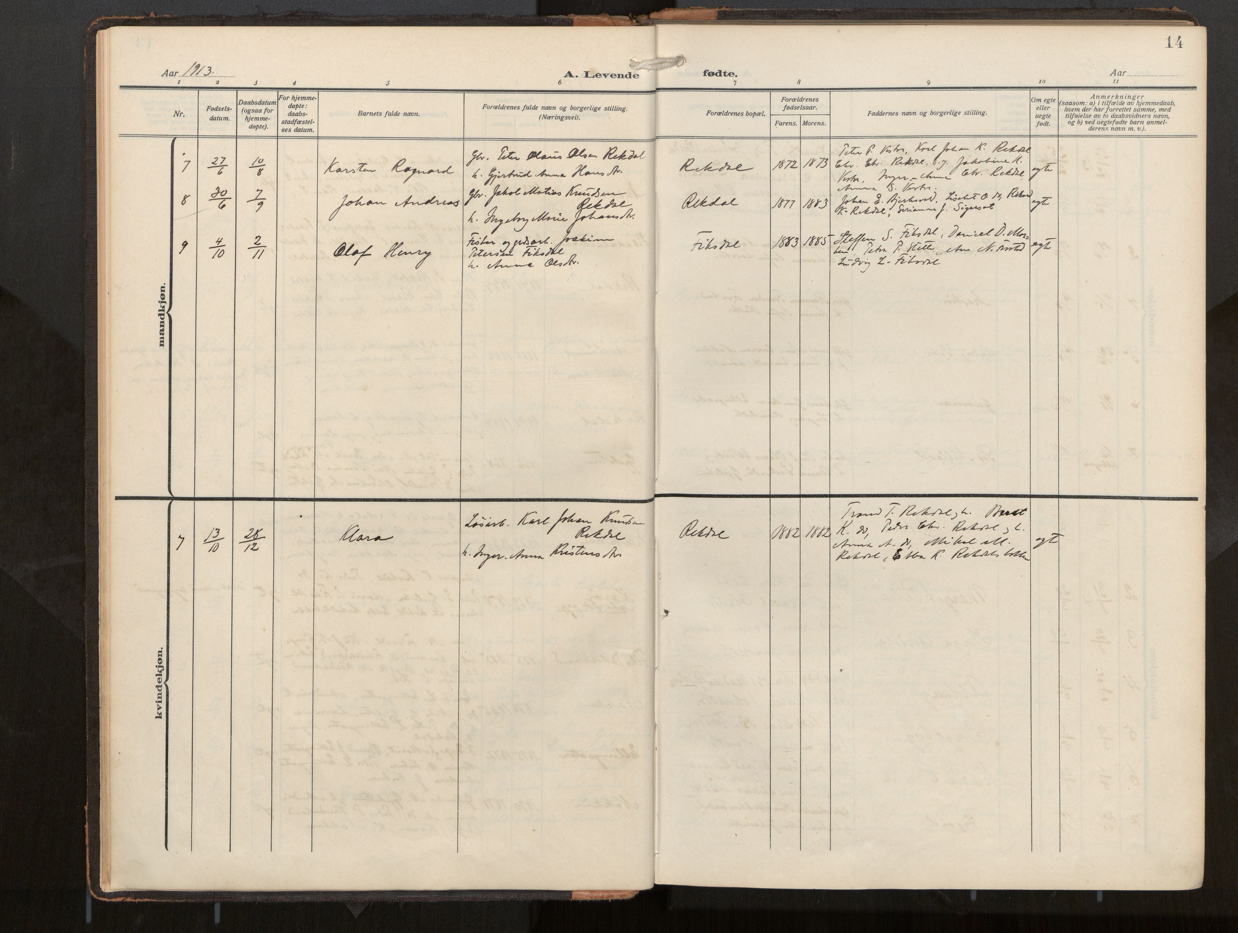 Ministerialprotokoller, klokkerbøker og fødselsregistre - Møre og Romsdal, AV/SAT-A-1454/540/L0540b: Parish register (official) no. 540A03, 1909-1932, p. 14