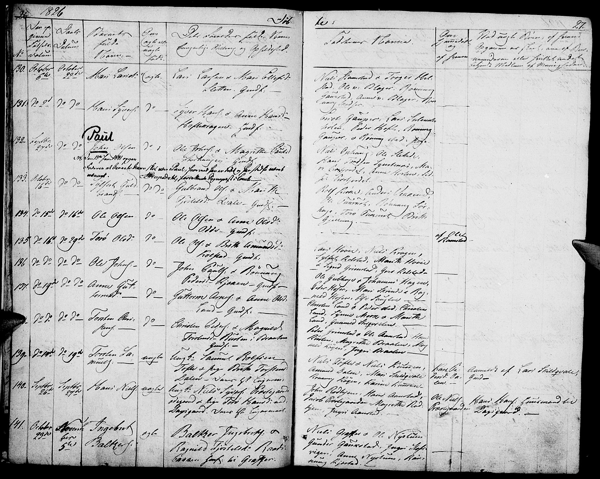 Lom prestekontor, SAH/PREST-070/K/L0005: Parish register (official) no. 5, 1825-1837, p. 26-27