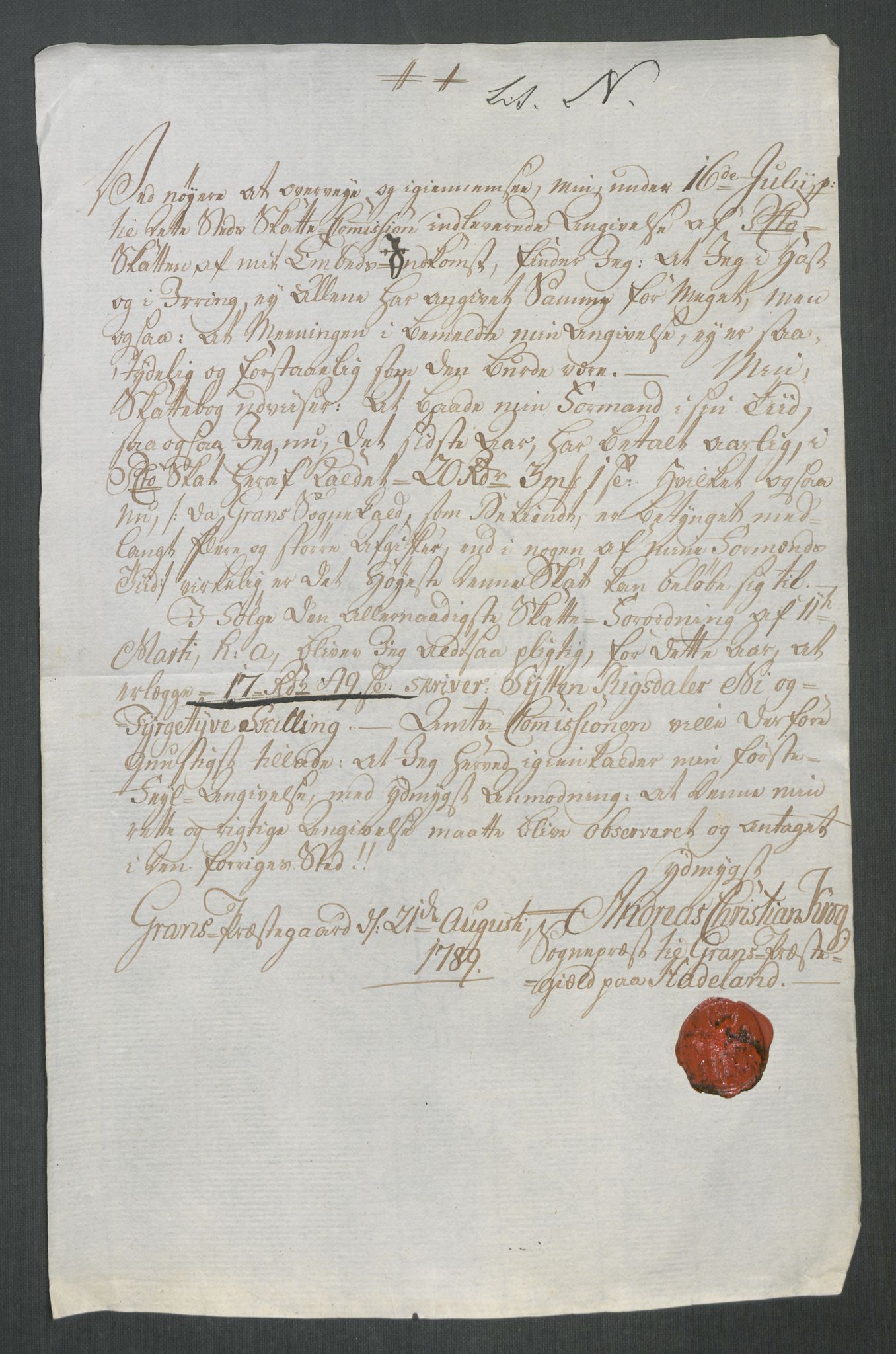 Rentekammeret inntil 1814, Reviderte regnskaper, Mindre regnskaper, AV/RA-EA-4068/Rf/Rfe/L0051: Toten fogderi, Trondheim, 1789, p. 298