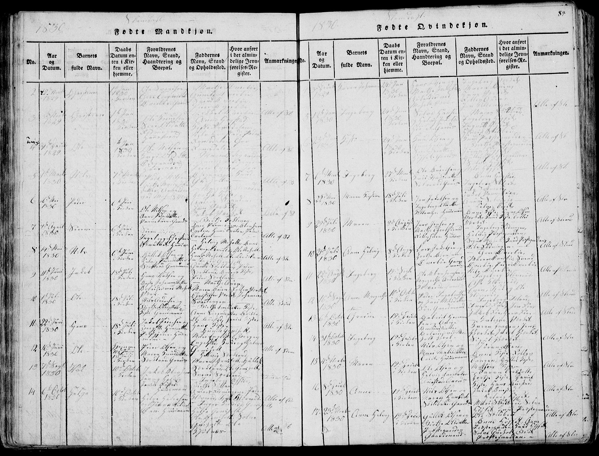 Eidanger kirkebøker, SAKO/A-261/F/Fa/L0007: Parish register (official) no. 7, 1814-1831, p. 84