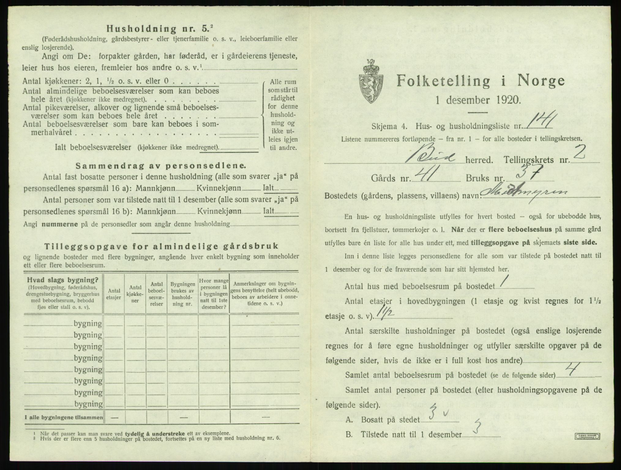 SAT, 1920 census for Bud, 1920, p. 414