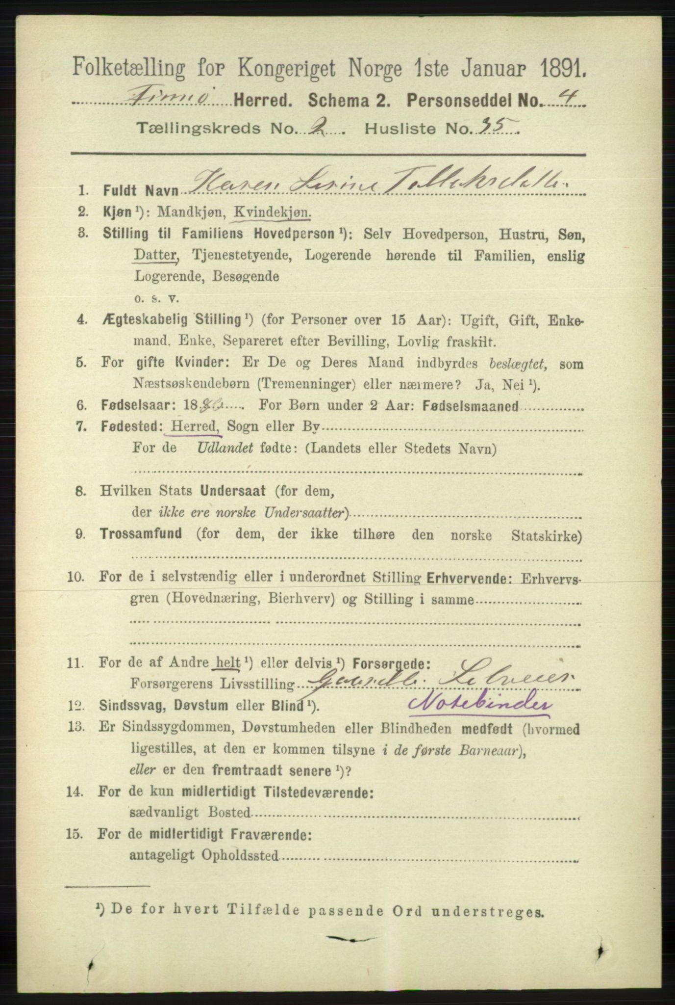 RA, 1891 census for 1141 Finnøy, 1891, p. 405