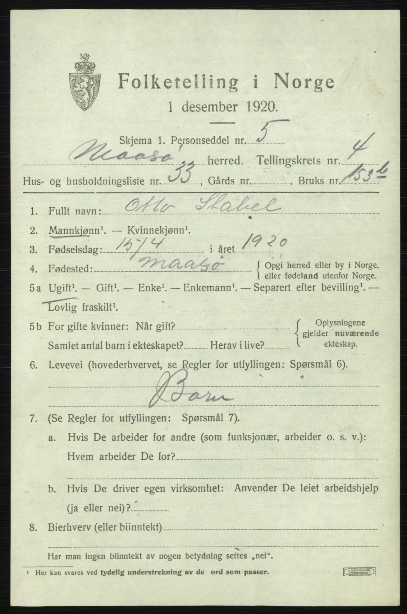 SATØ, 1920 census for Måsøy, 1920, p. 2202