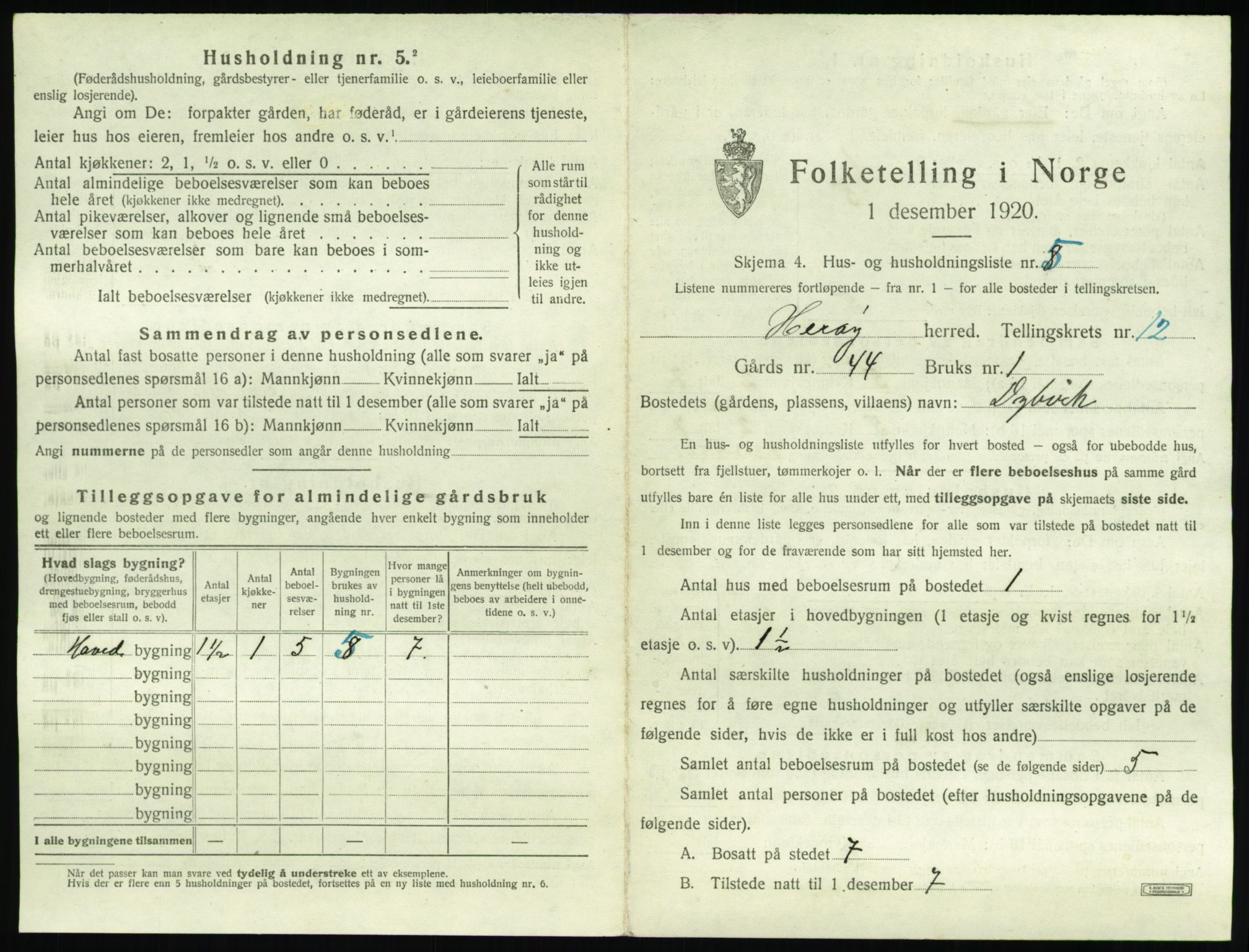 SAT, 1920 census for Herøy (MR), 1920, p. 923