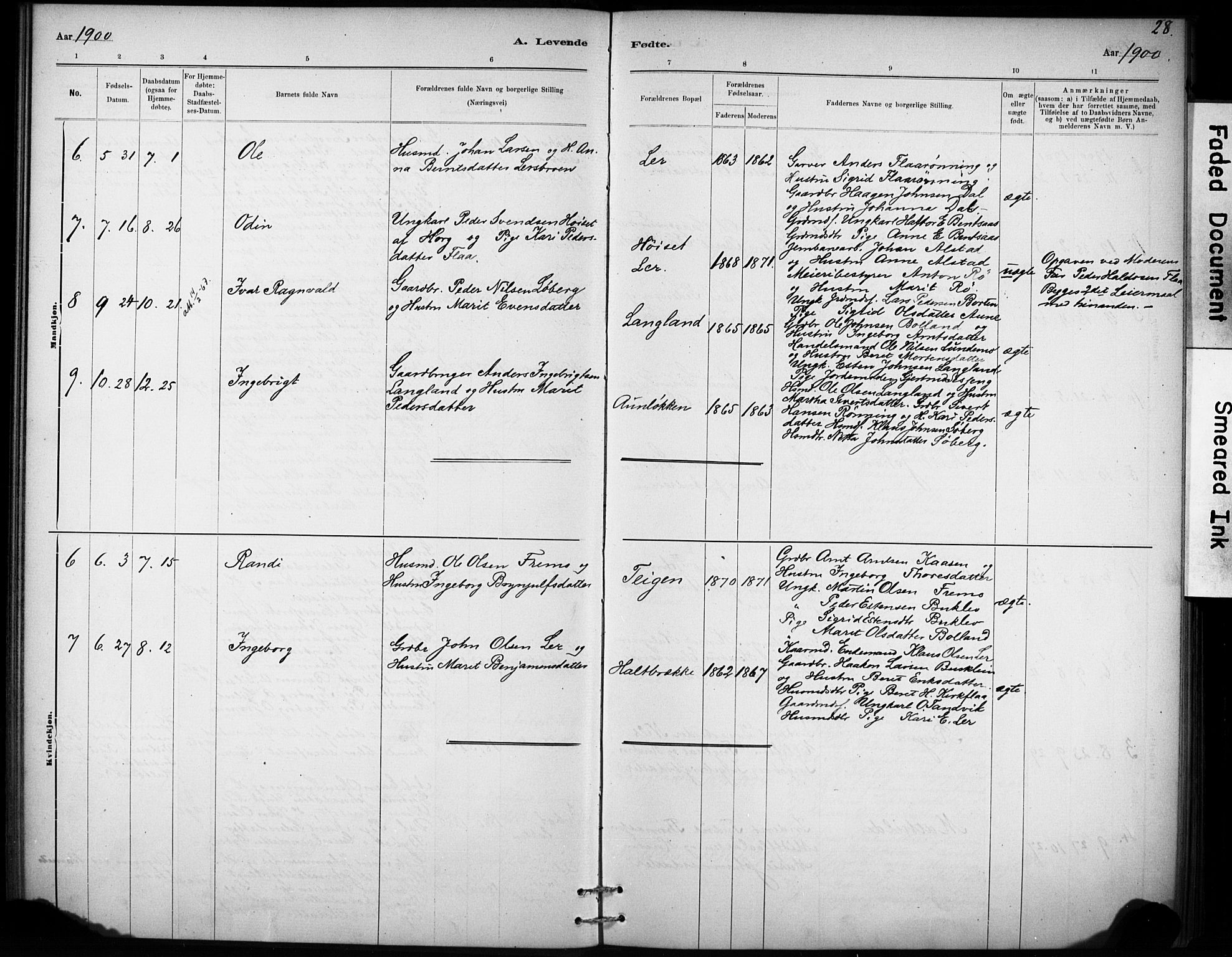 Ministerialprotokoller, klokkerbøker og fødselsregistre - Sør-Trøndelag, AV/SAT-A-1456/693/L1119: Parish register (official) no. 693A01, 1887-1905, p. 28