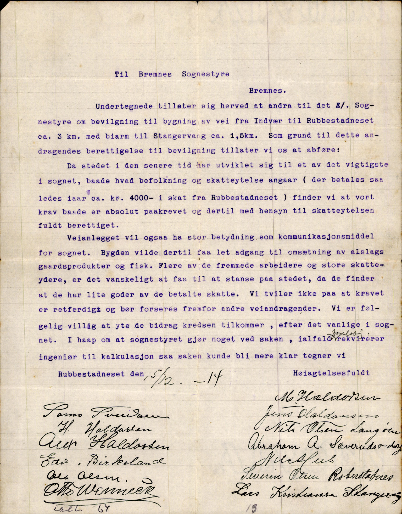 Finnaas kommune. Formannskapet, IKAH/1218a-021/D/Da/L0001/0013: Korrespondanse / saker / Kronologisk ordna korrespondanse , 1914-1916, p. 6