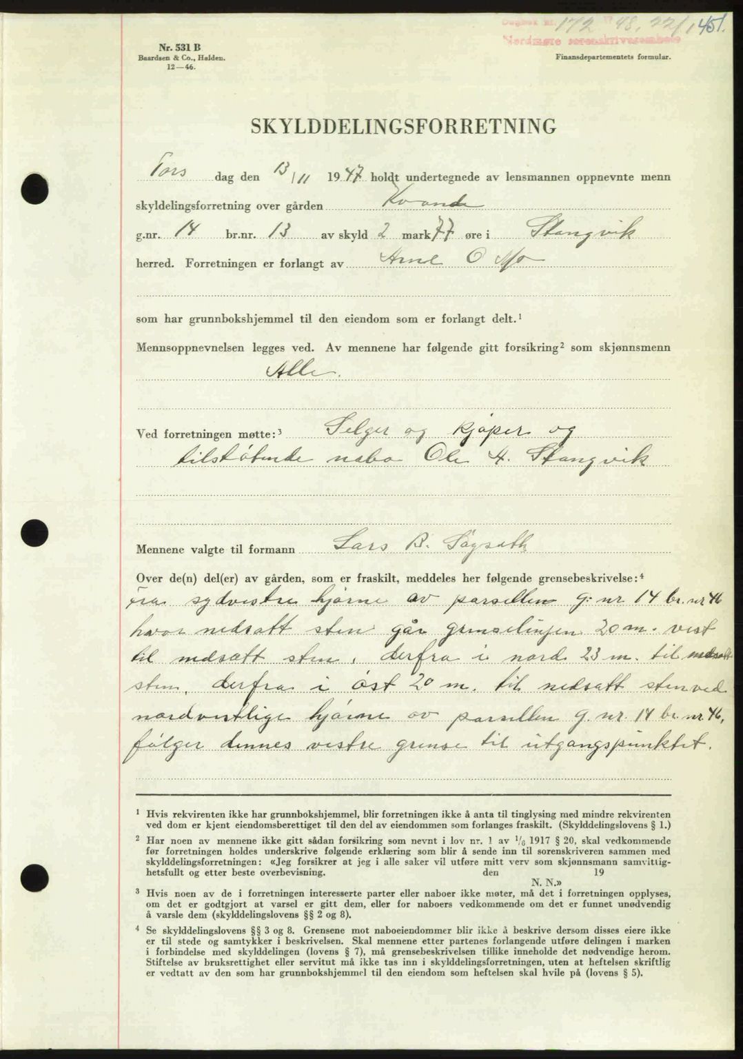 Nordmøre sorenskriveri, AV/SAT-A-4132/1/2/2Ca: Mortgage book no. A107, 1947-1948, Diary no: : 172/1948