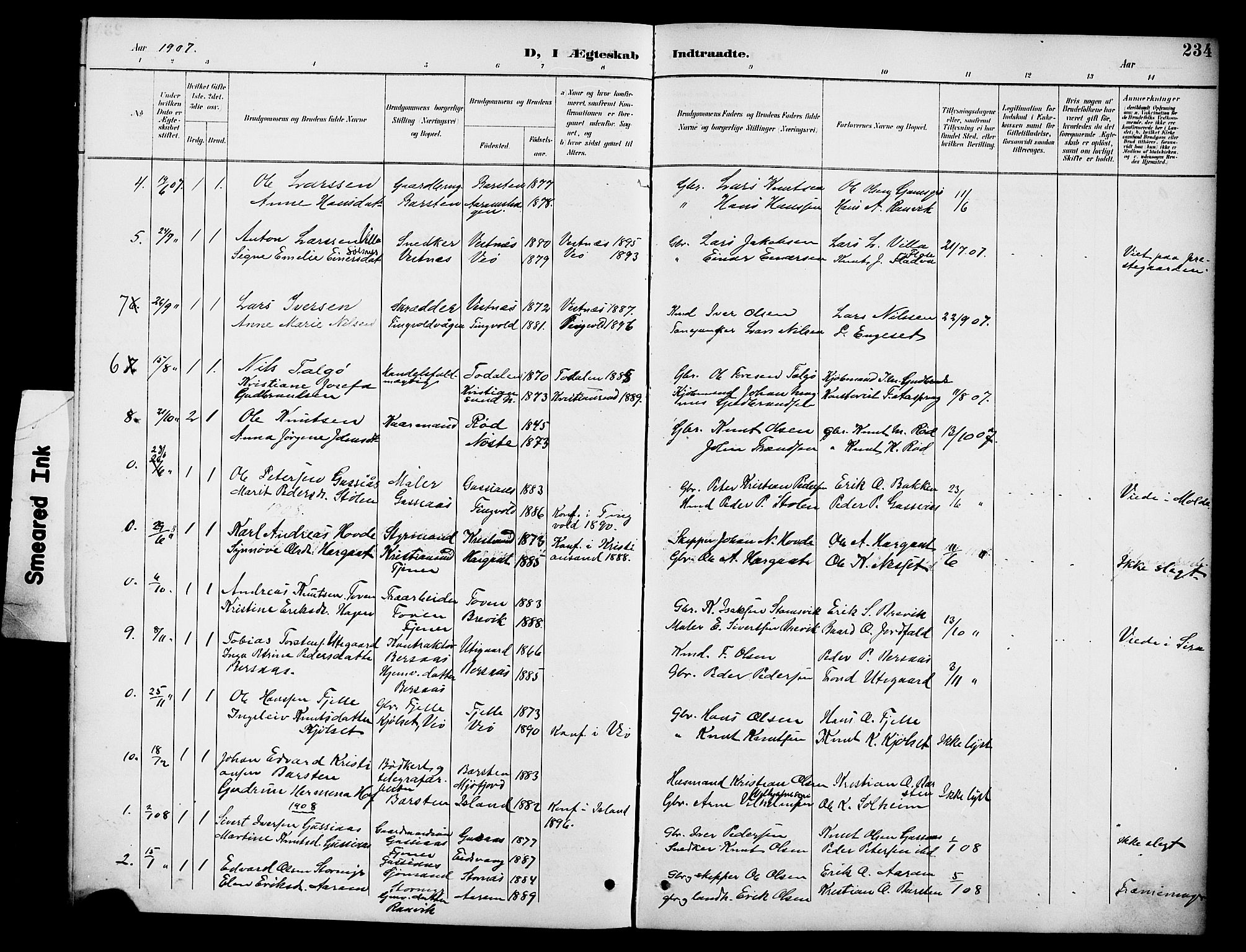 Ministerialprotokoller, klokkerbøker og fødselsregistre - Møre og Romsdal, SAT/A-1454/551/L0632: Parish register (copy) no. 551C04, 1894-1920, p. 234