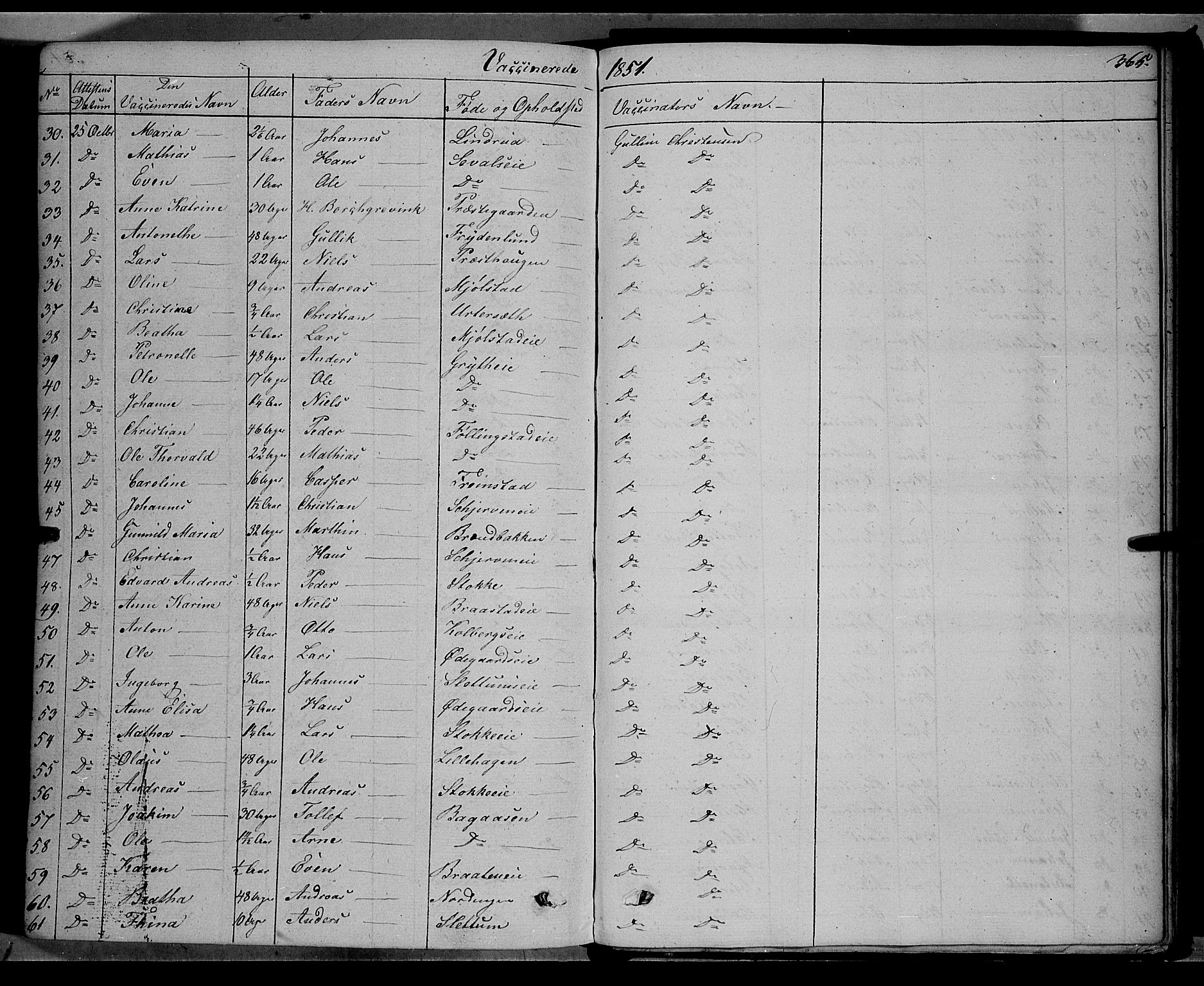 Vardal prestekontor, SAH/PREST-100/H/Ha/Haa/L0005: Parish register (official) no. 5, 1831-1853, p. 365