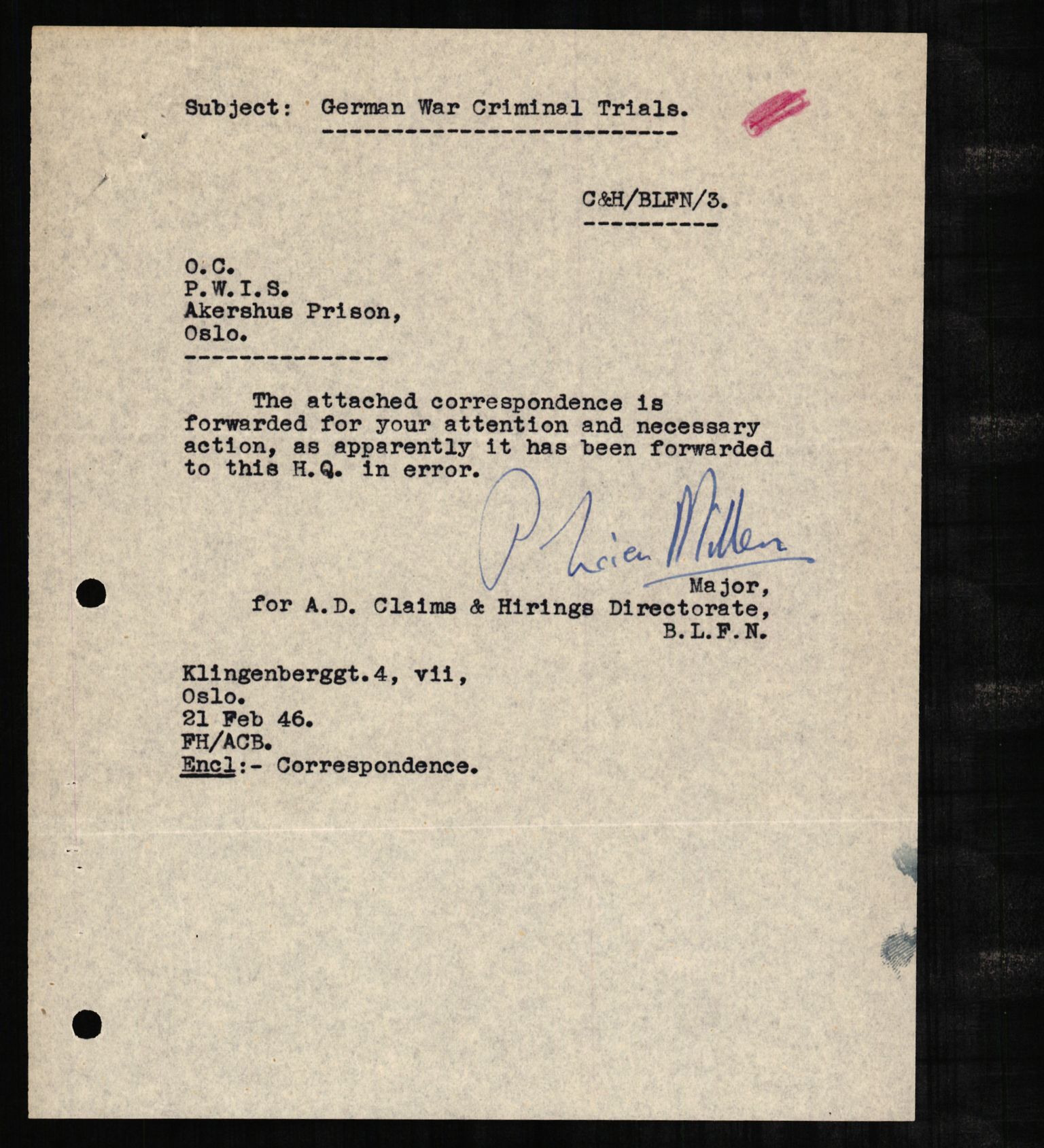 Forsvaret, Forsvarets overkommando II, AV/RA-RAFA-3915/D/Db/L0002: CI Questionaires. Tyske okkupasjonsstyrker i Norge. Tyskere., 1945-1946, p. 468