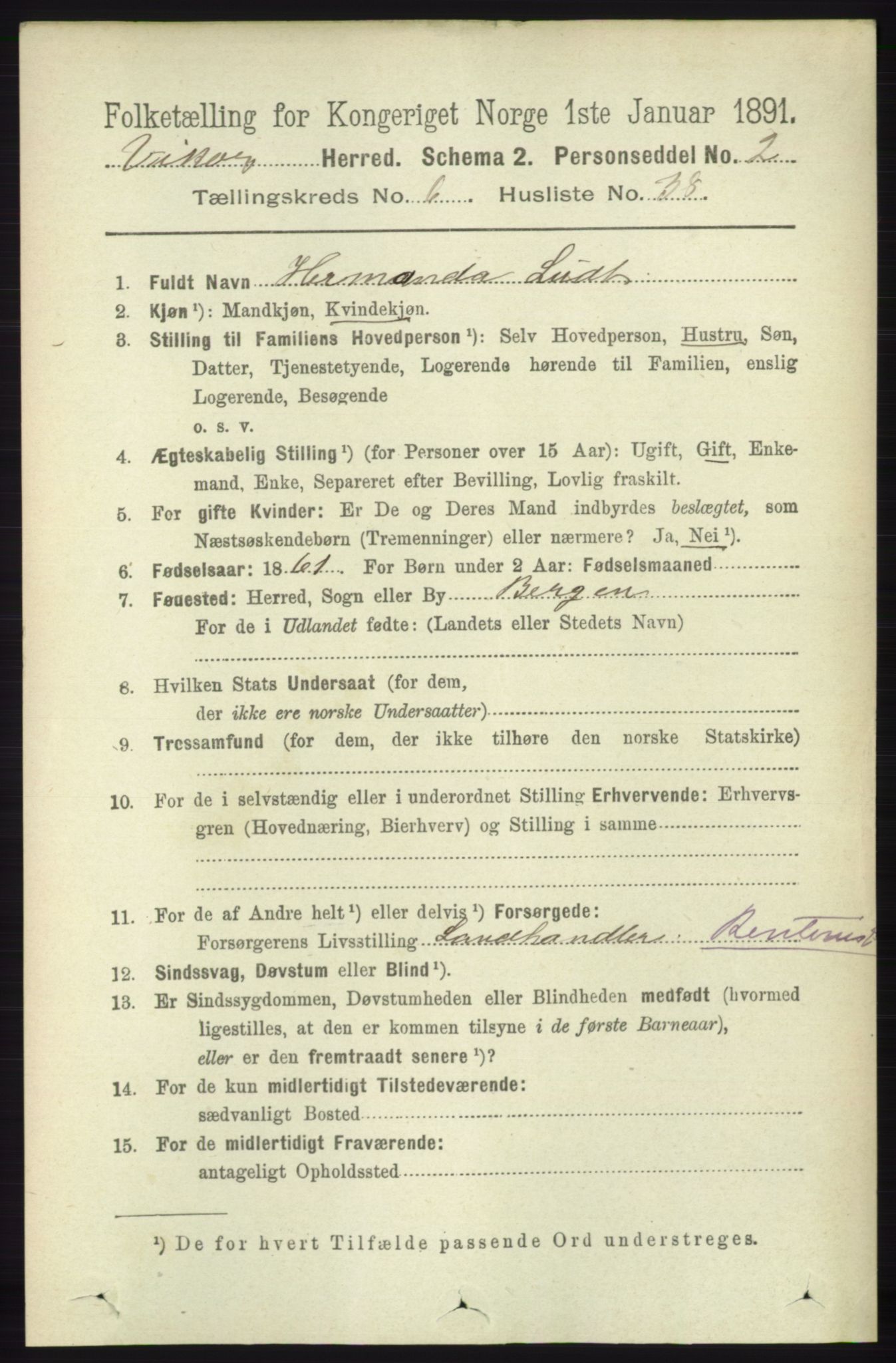 RA, 1891 census for 1238 Vikør, 1891, p. 2003