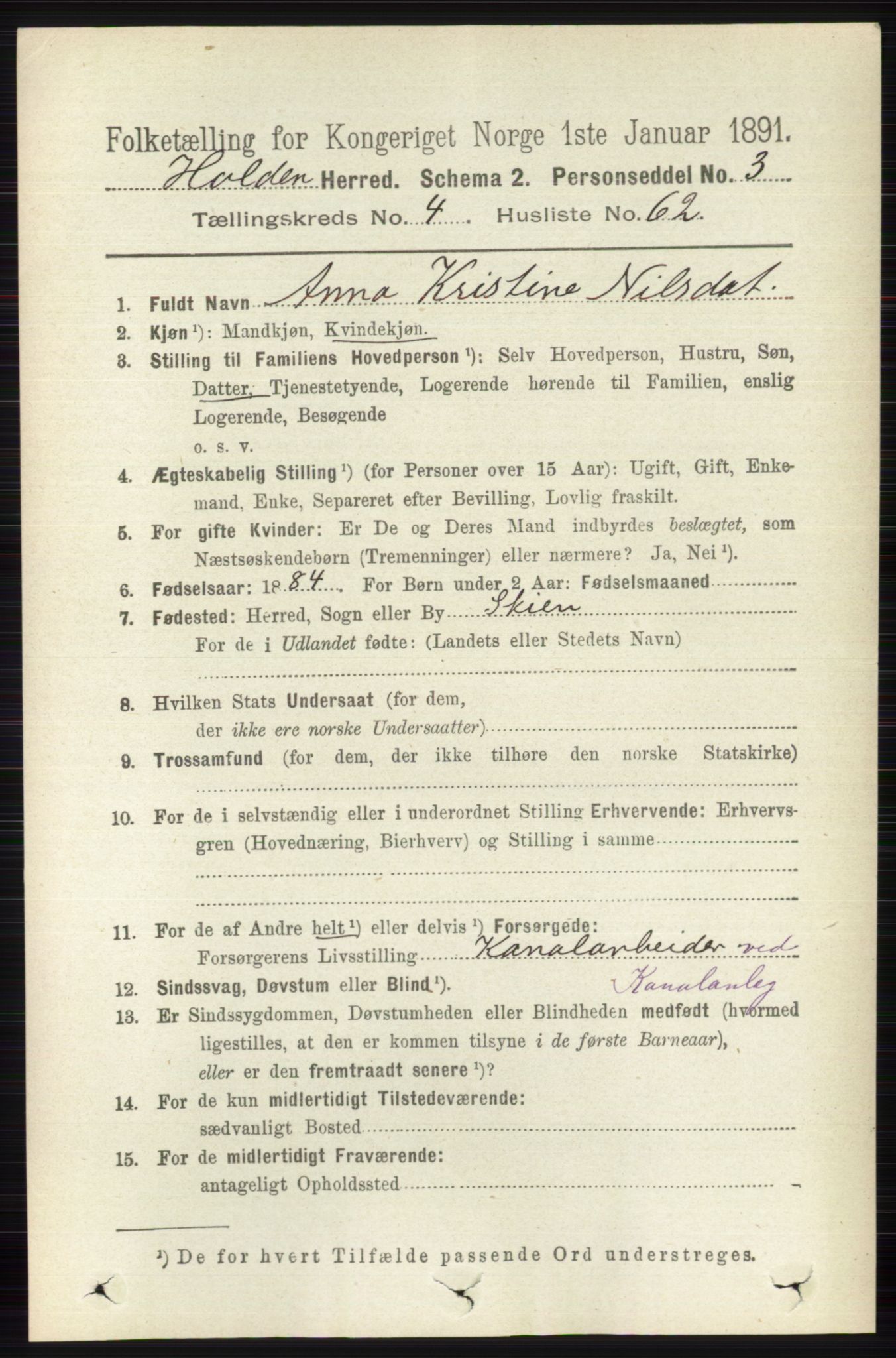 RA, 1891 census for 0819 Holla, 1891, p. 2620