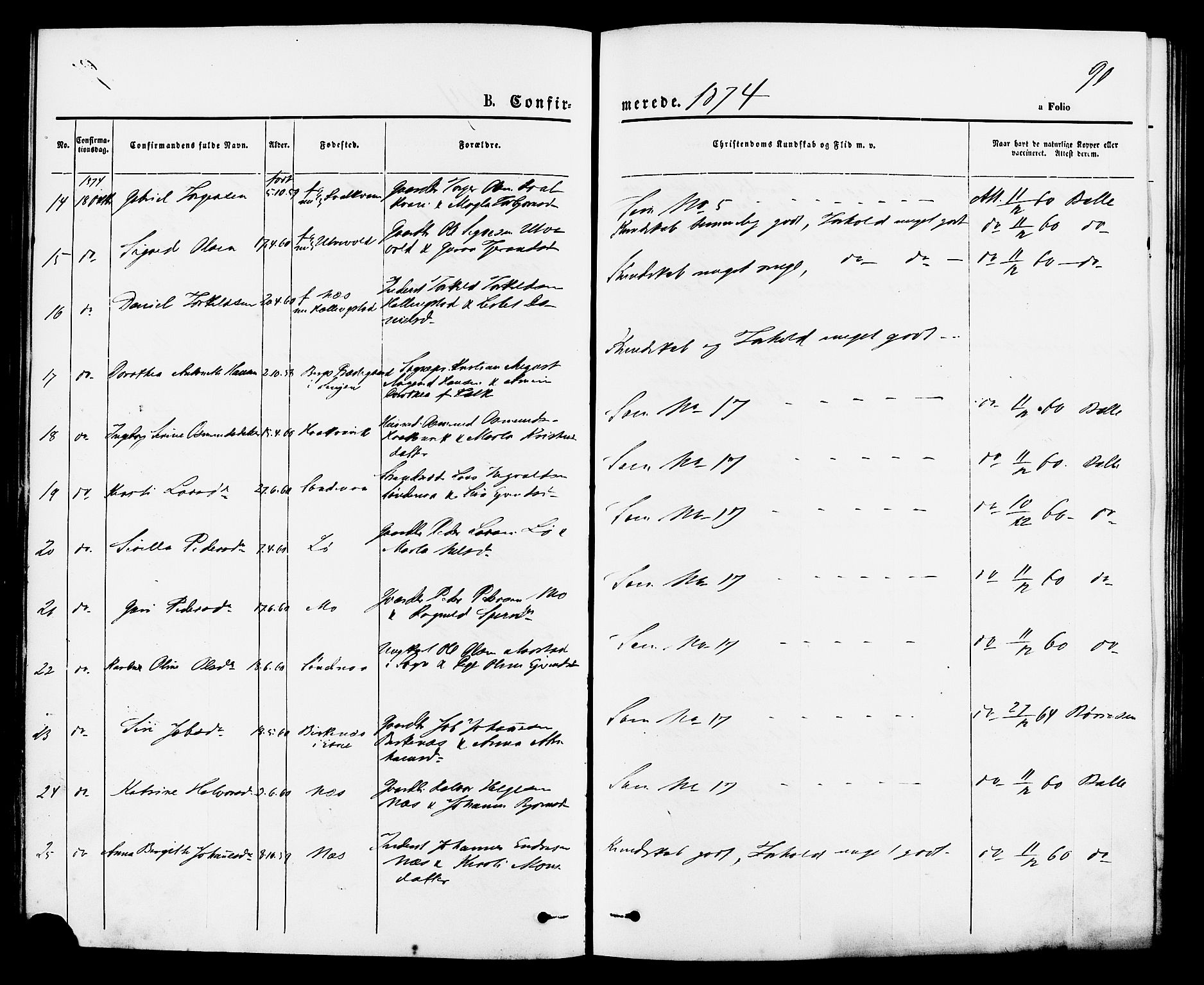 Vikedal sokneprestkontor, AV/SAST-A-101840/01/IV: Parish register (official) no. A 7, 1868-1883, p. 90