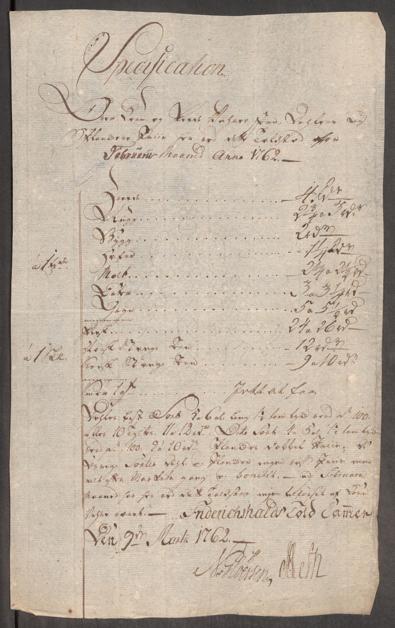 Rentekammeret inntil 1814, Realistisk ordnet avdeling, AV/RA-EA-4070/Oe/L0007: [Ø1]: Priskuranter, 1761-1763, p. 263