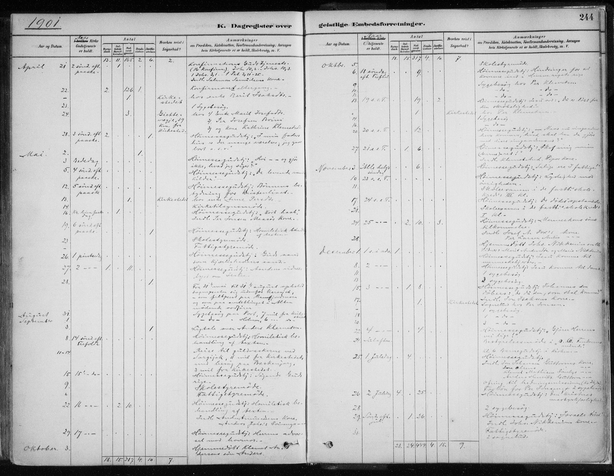 Karasjok sokneprestkontor, AV/SATØ-S-1352/H/Ha/L0002kirke: Parish register (official) no. 2, 1885-1906, p. 244