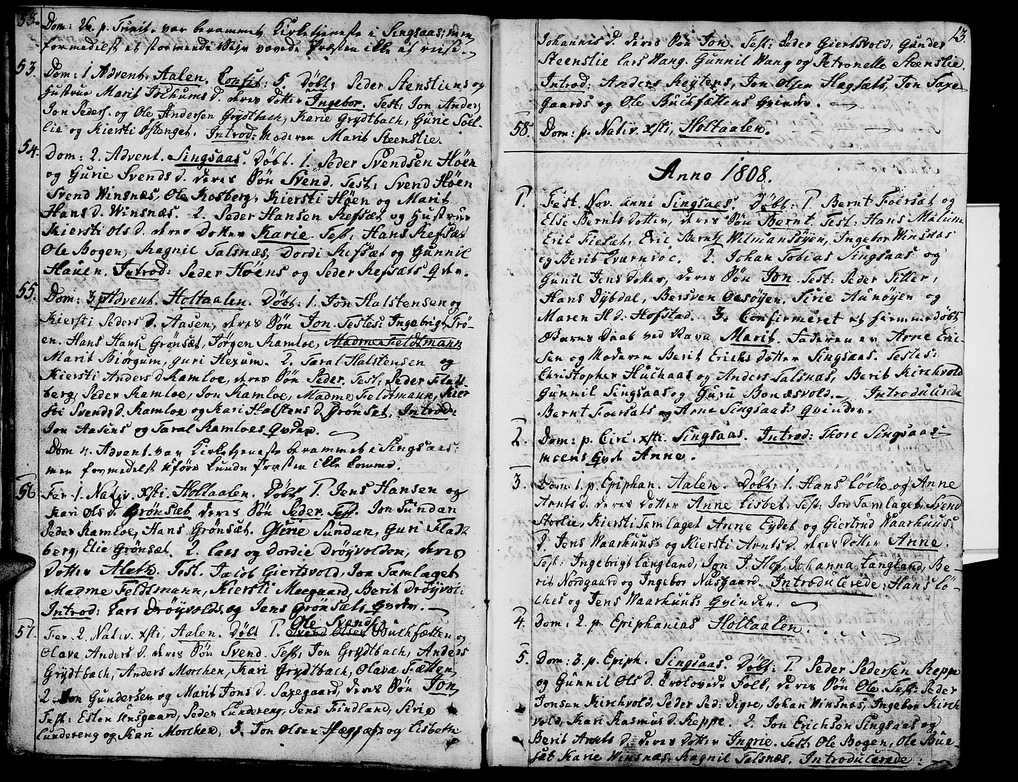 Ministerialprotokoller, klokkerbøker og fødselsregistre - Sør-Trøndelag, SAT/A-1456/685/L0953: Parish register (official) no. 685A02, 1805-1816, p. 13